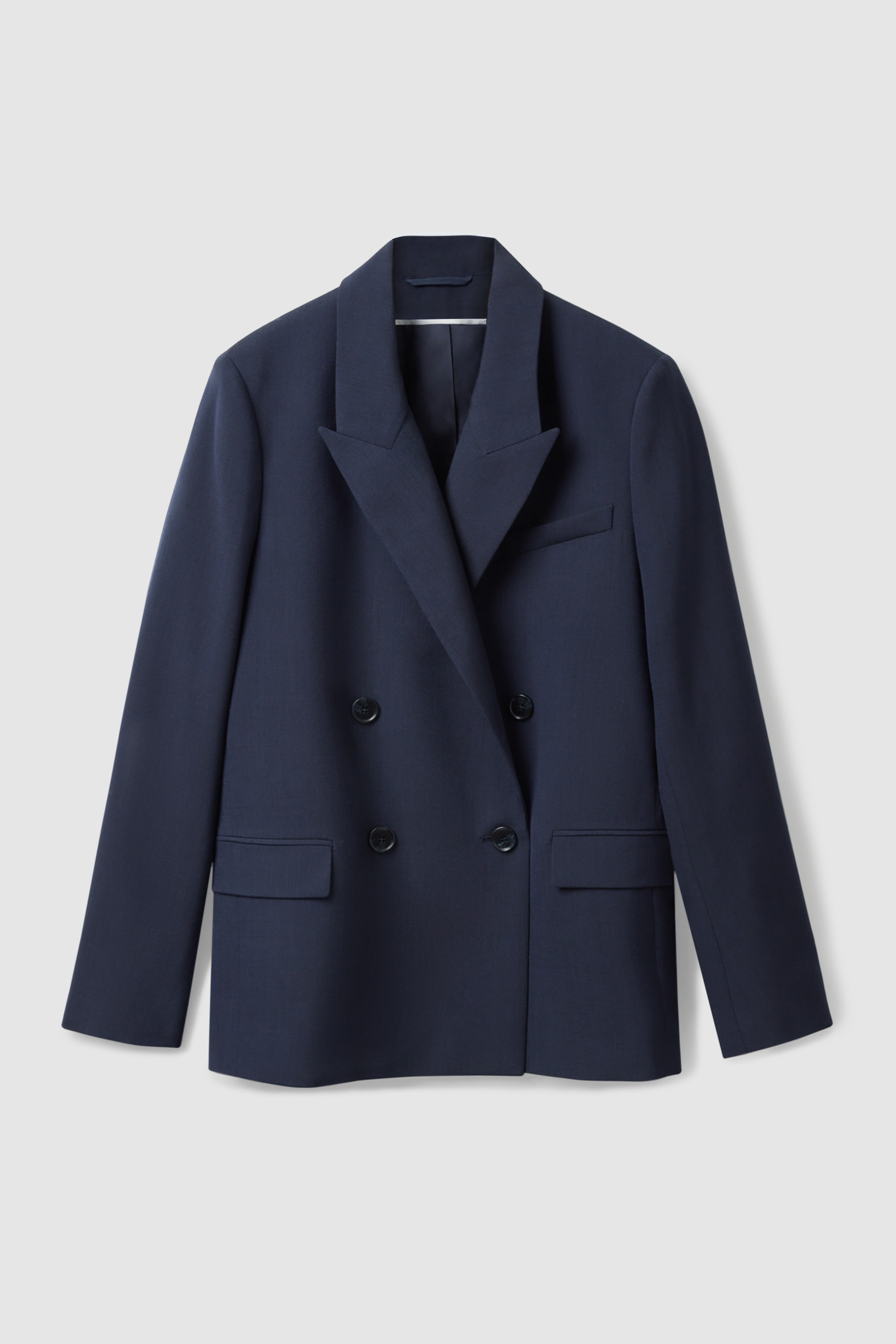 Front image of cos REGULAR-FIT DOUBLE-BREASTED BLAZER in NAVY