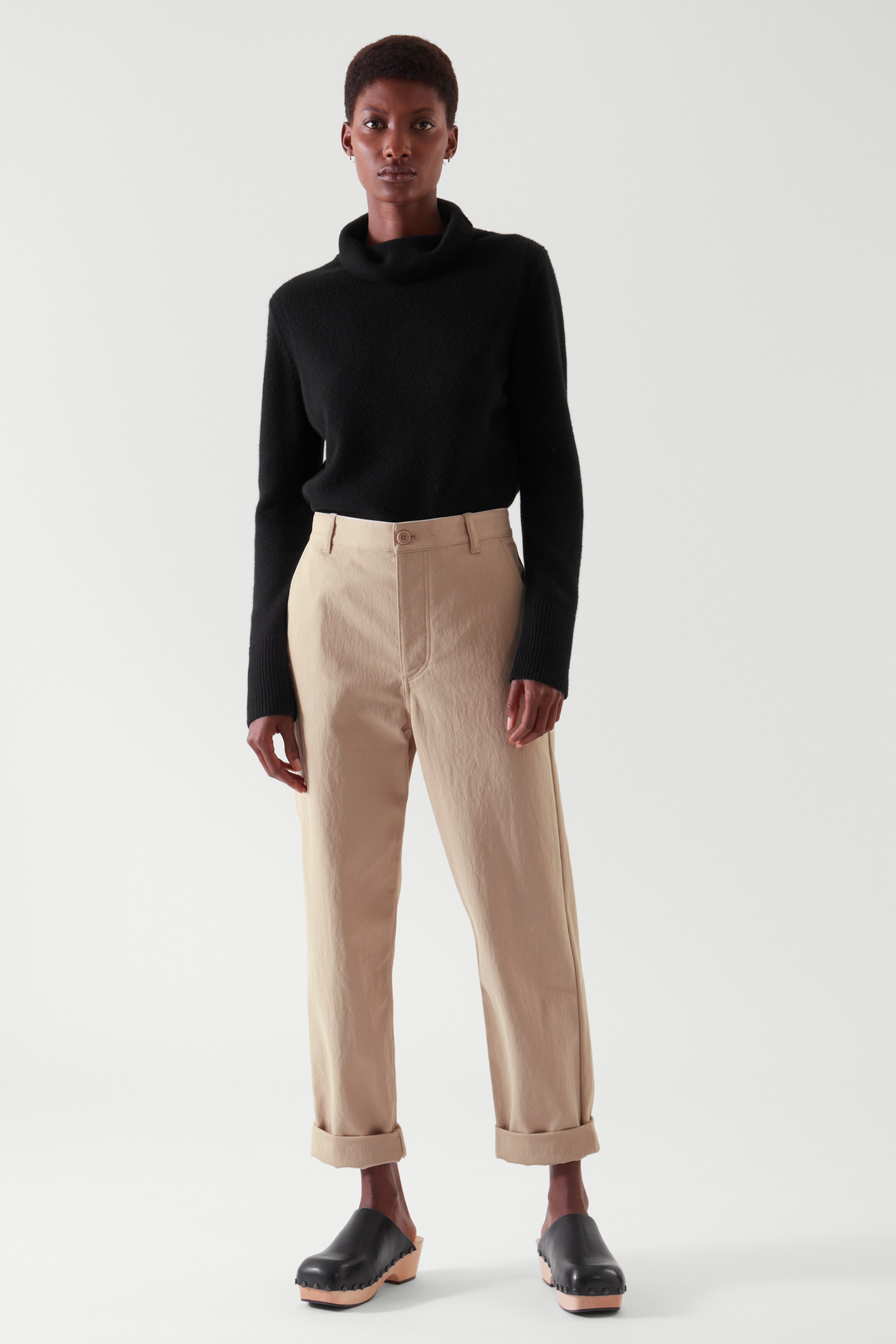 Front image of cos STRAIGHT-FIT CHINOS in BEIGE