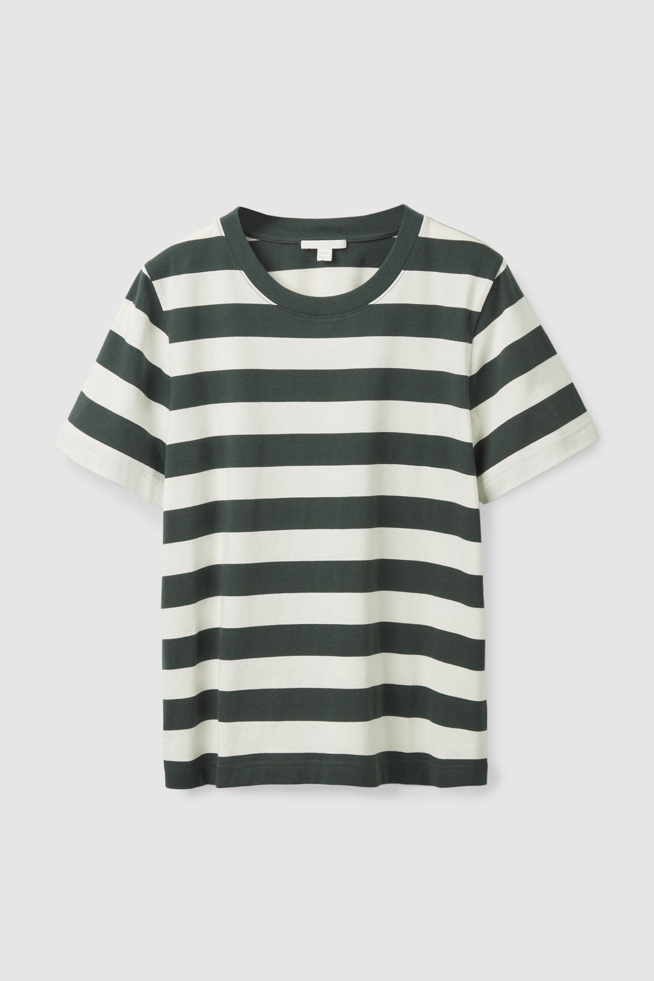 Front image of cos STRIPED T-SHIRT in GREEN