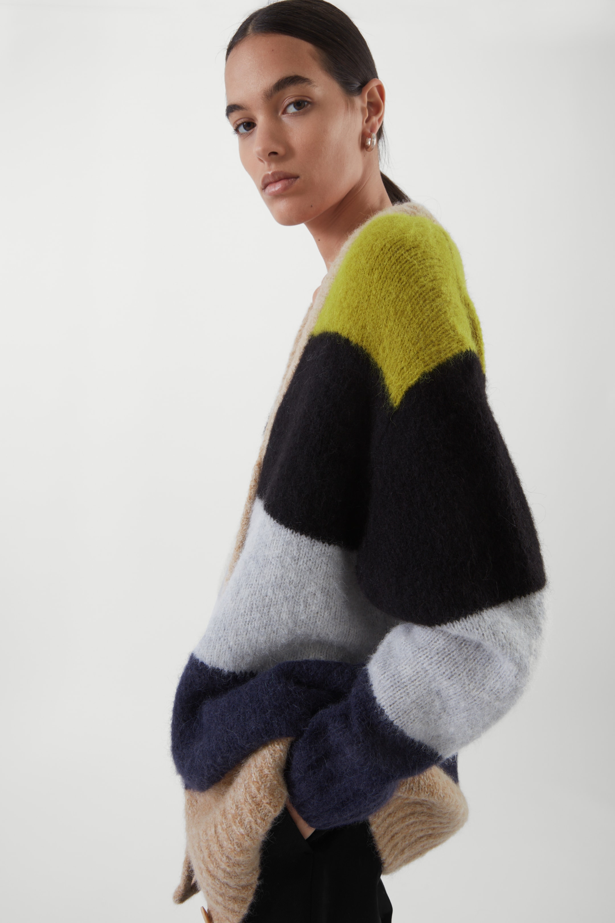 Front image of cos OVERSIZED V-NECK CARDIGAN in MULTICOLOUR