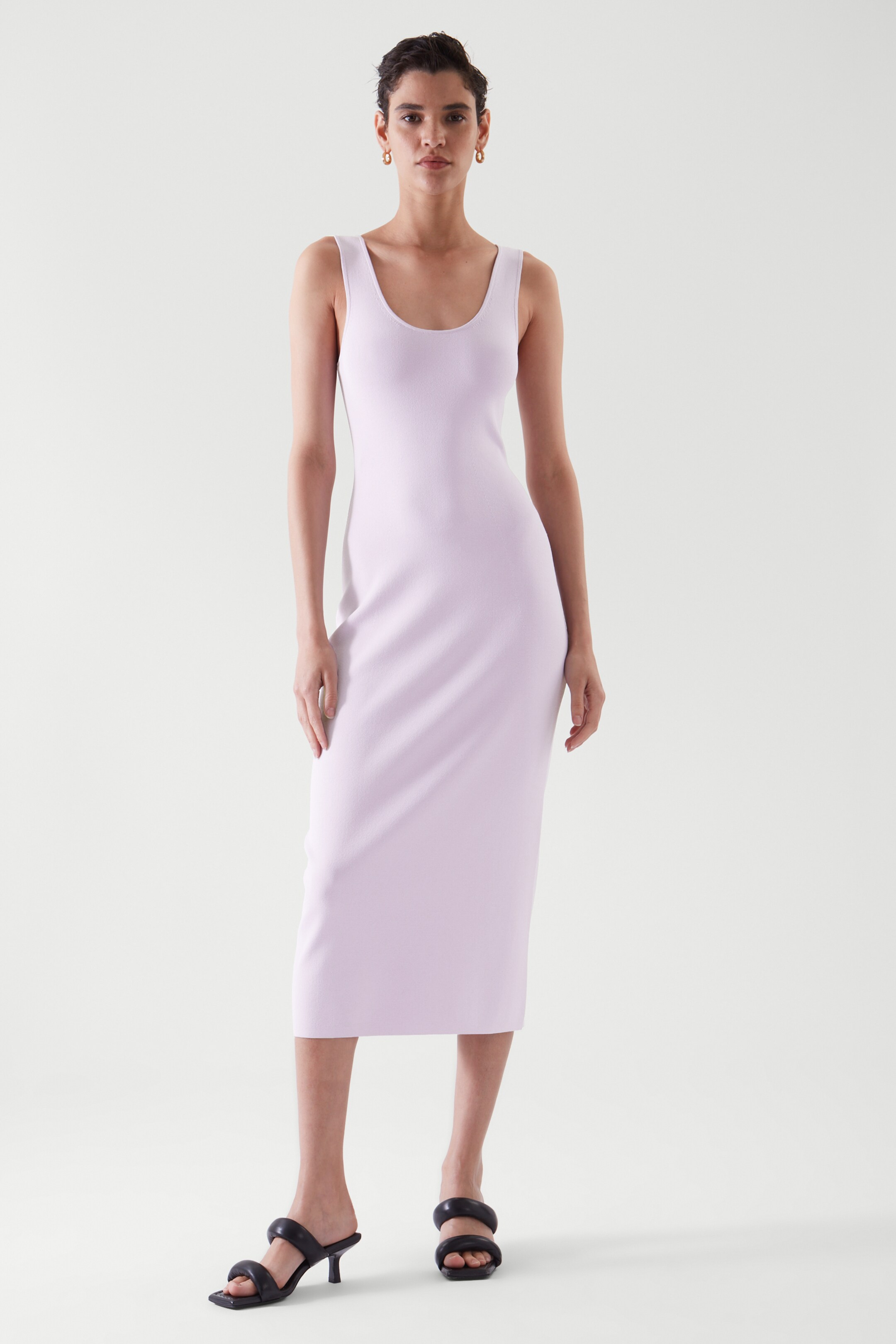 Front image of cos KNITTED MIDI TUBE DRESS in LILAC
