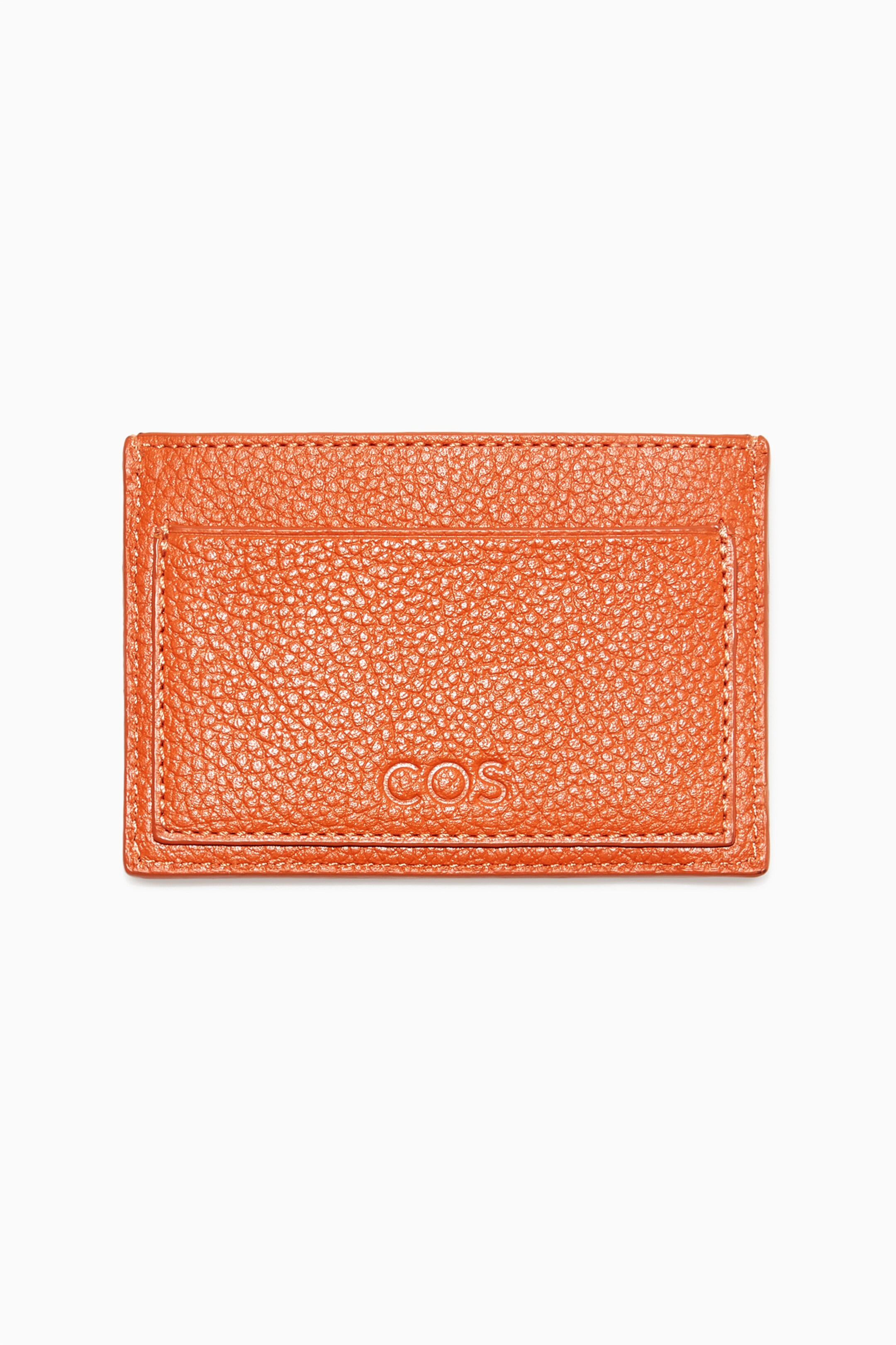 Front image of cos LEATHER CARD HOLDER in ORANGE