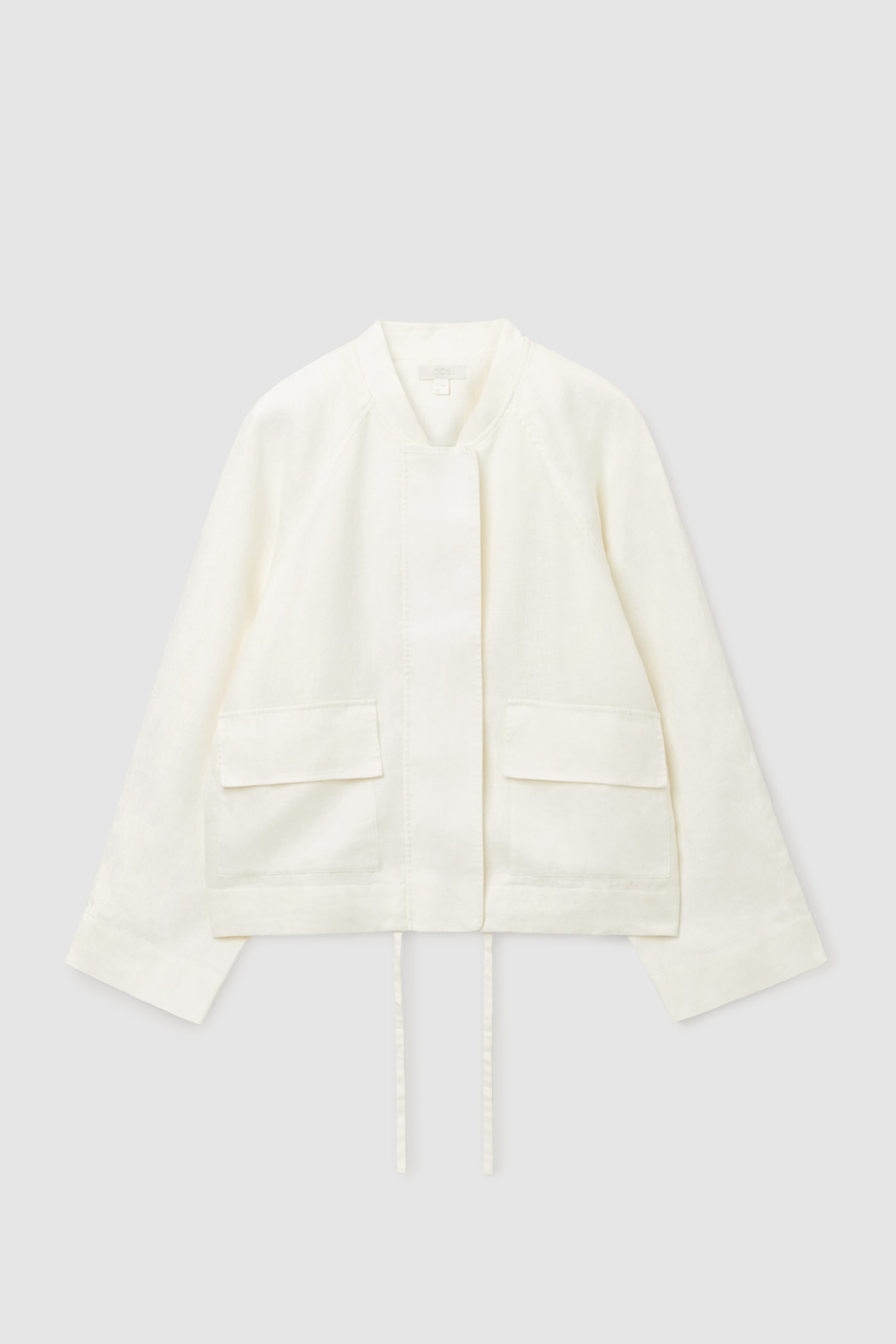 Front image of cos LINEN UTILITY BOMBER JACKET in off-white