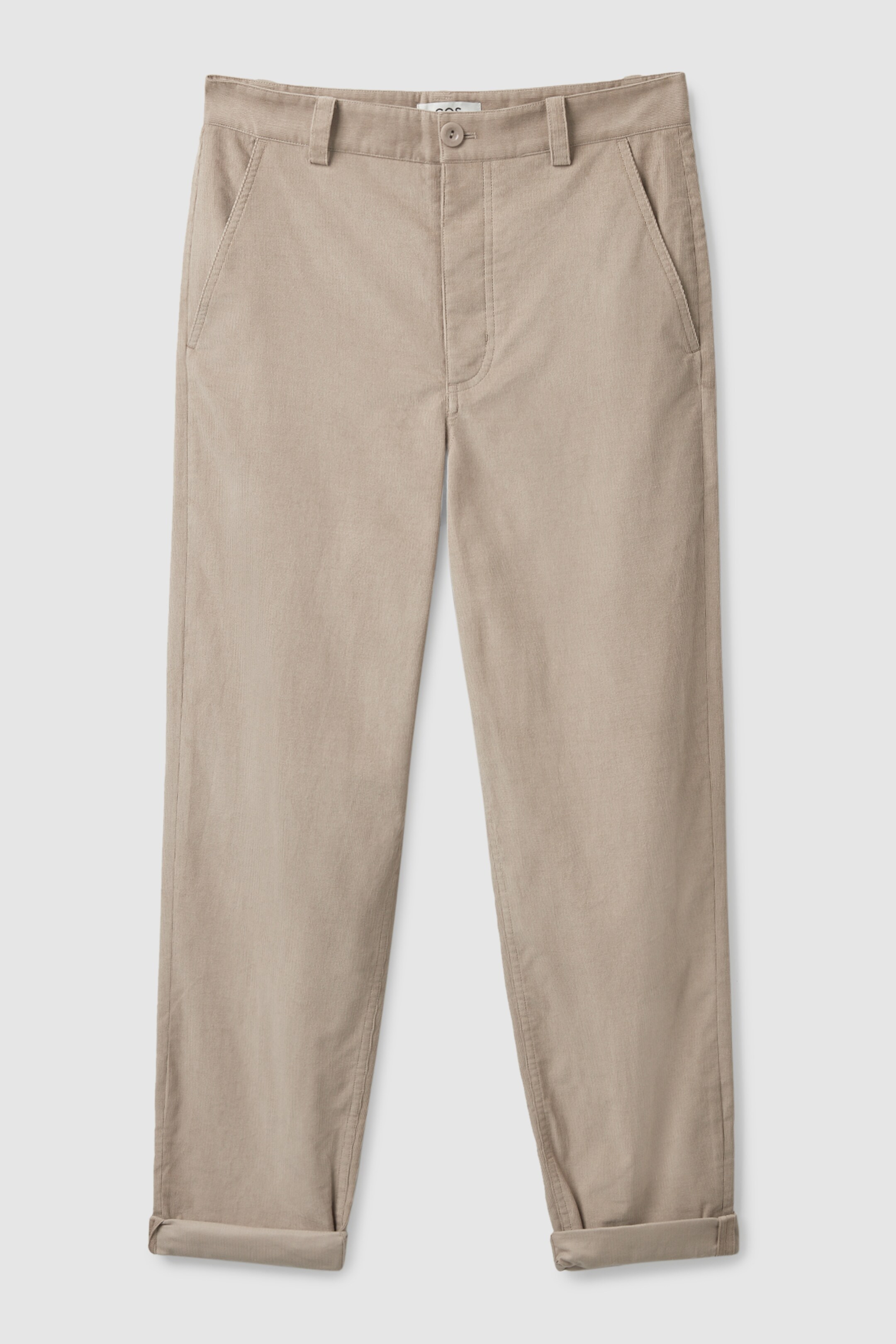 Front image of cos STRAIGHT-FIT CORDUROY CHINOS in beige