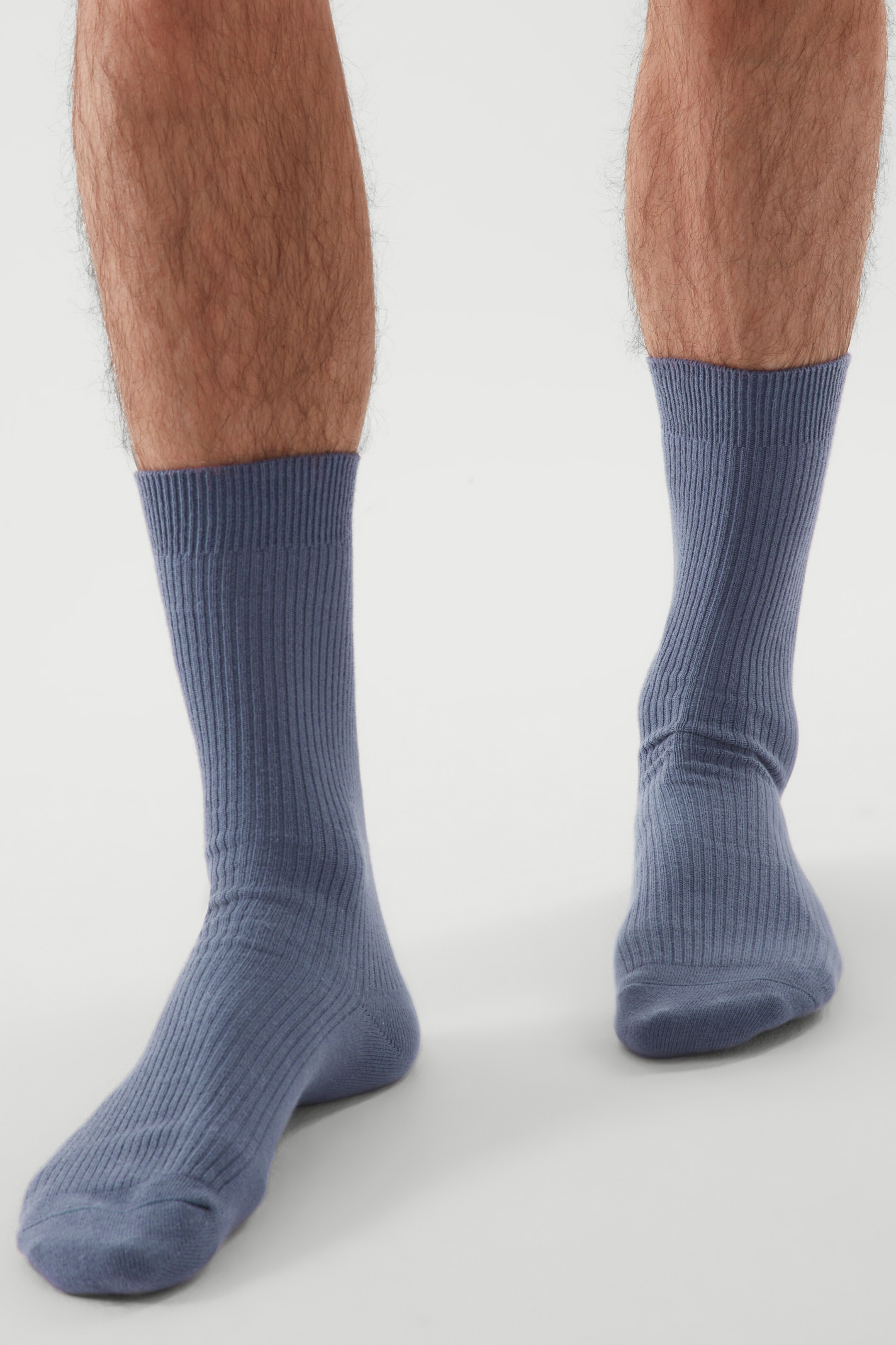 Front image of cos RIBBED SOCKS in DUSTY BLUE