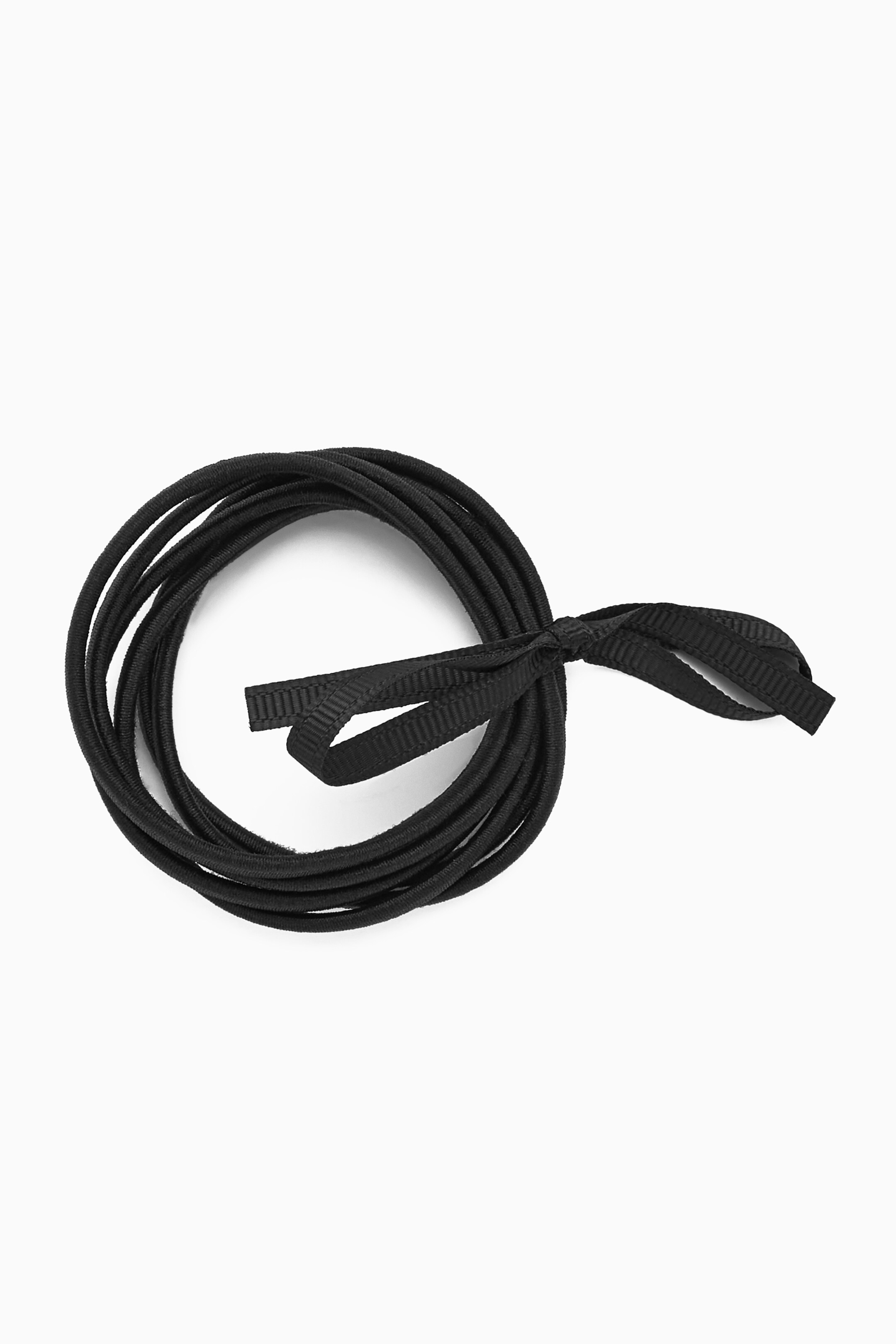 Front image of cos PACK OF SIX ELASTICATED HAIRBANDS in BLACK