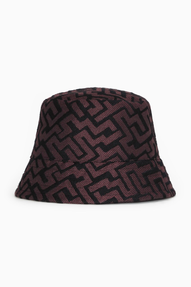 REVERSIBLE GEOMETRIC-JACQUARD BUCKET HAT