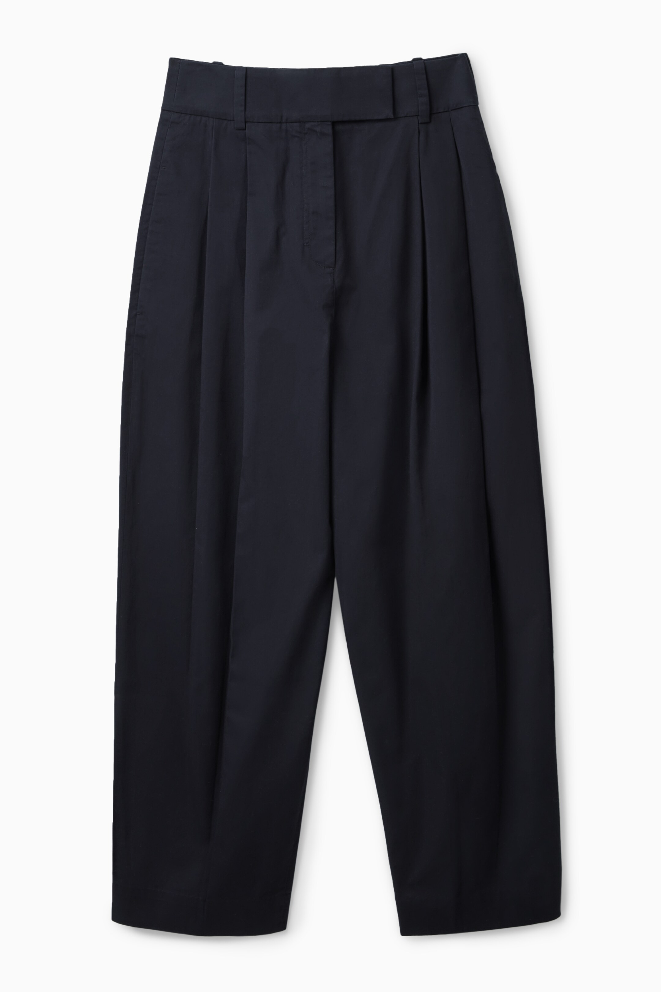Front image of cos PLEATED BARREL-LEG CHINOS in NAVY