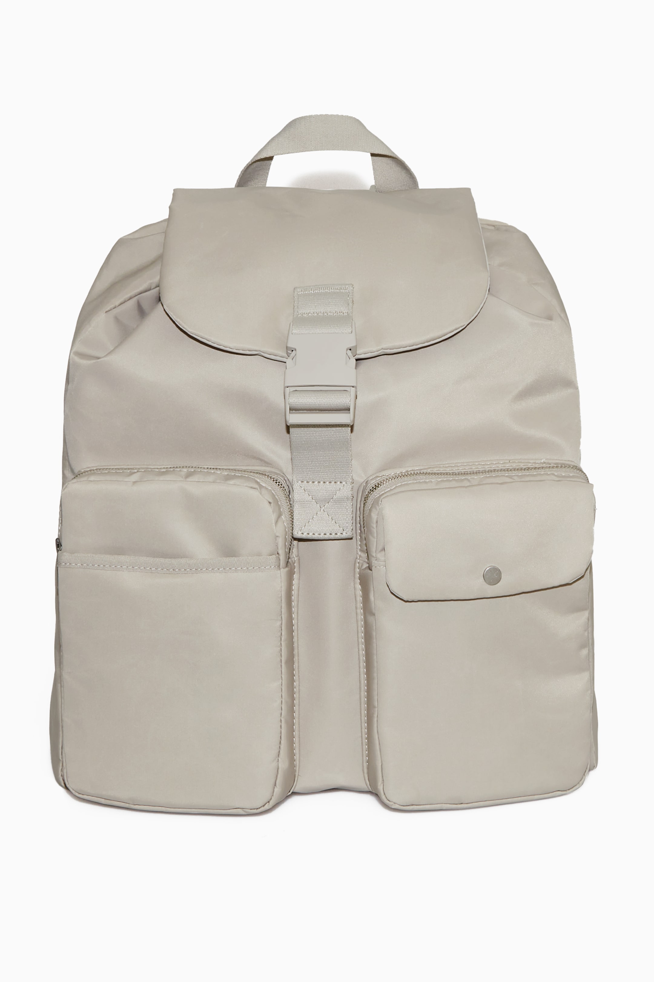 Front image of cos WATERPROOF NYLON DRAWSTRING BACKPACK in LIGHT GREY