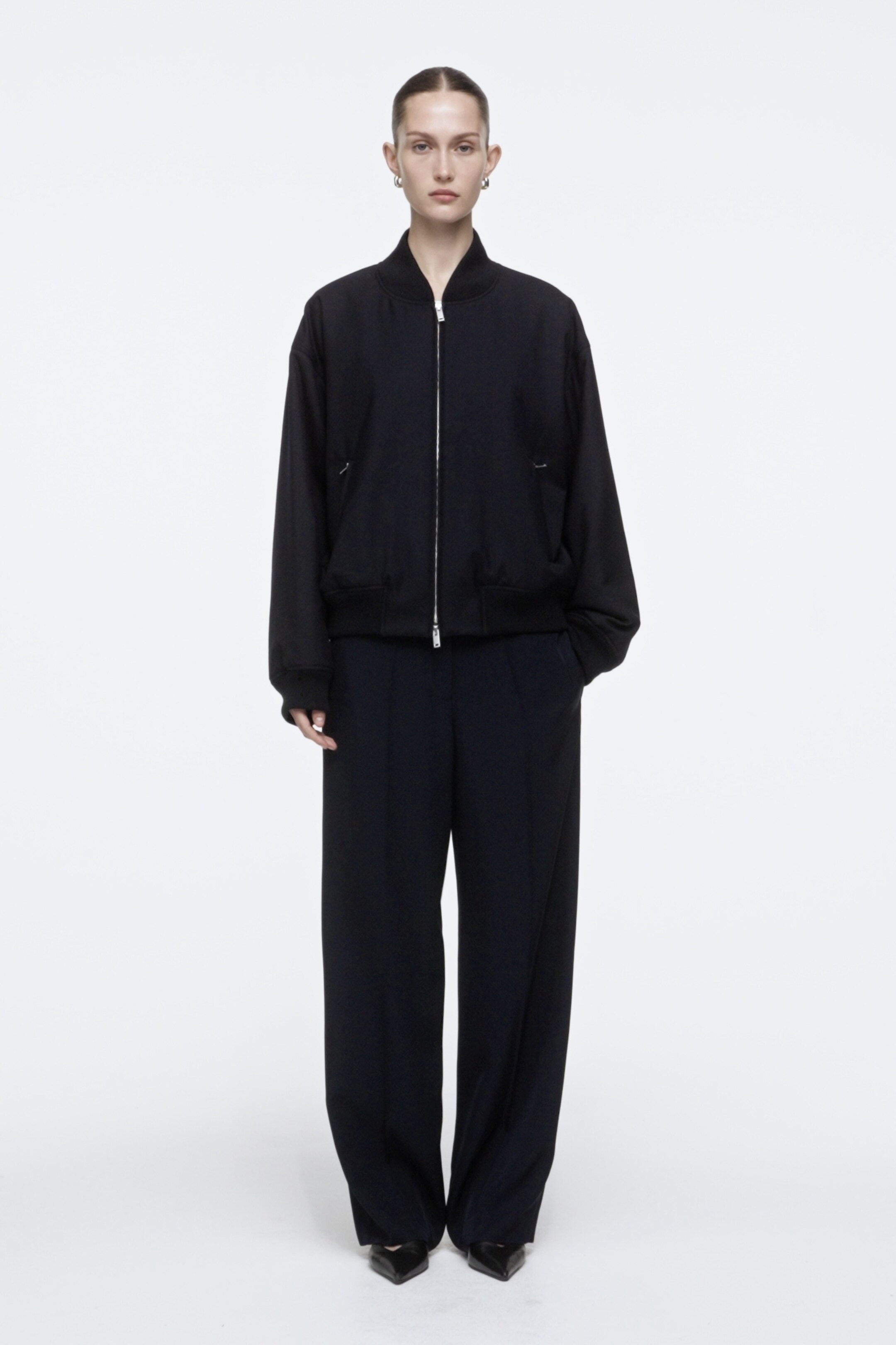OVERSIZED WOOL BOMBER JACKET - NAVY - Coats and Jackets - COS OVERSIZED WOOL BOMBER JACKET - NAVY - Coats and Jackets - COS