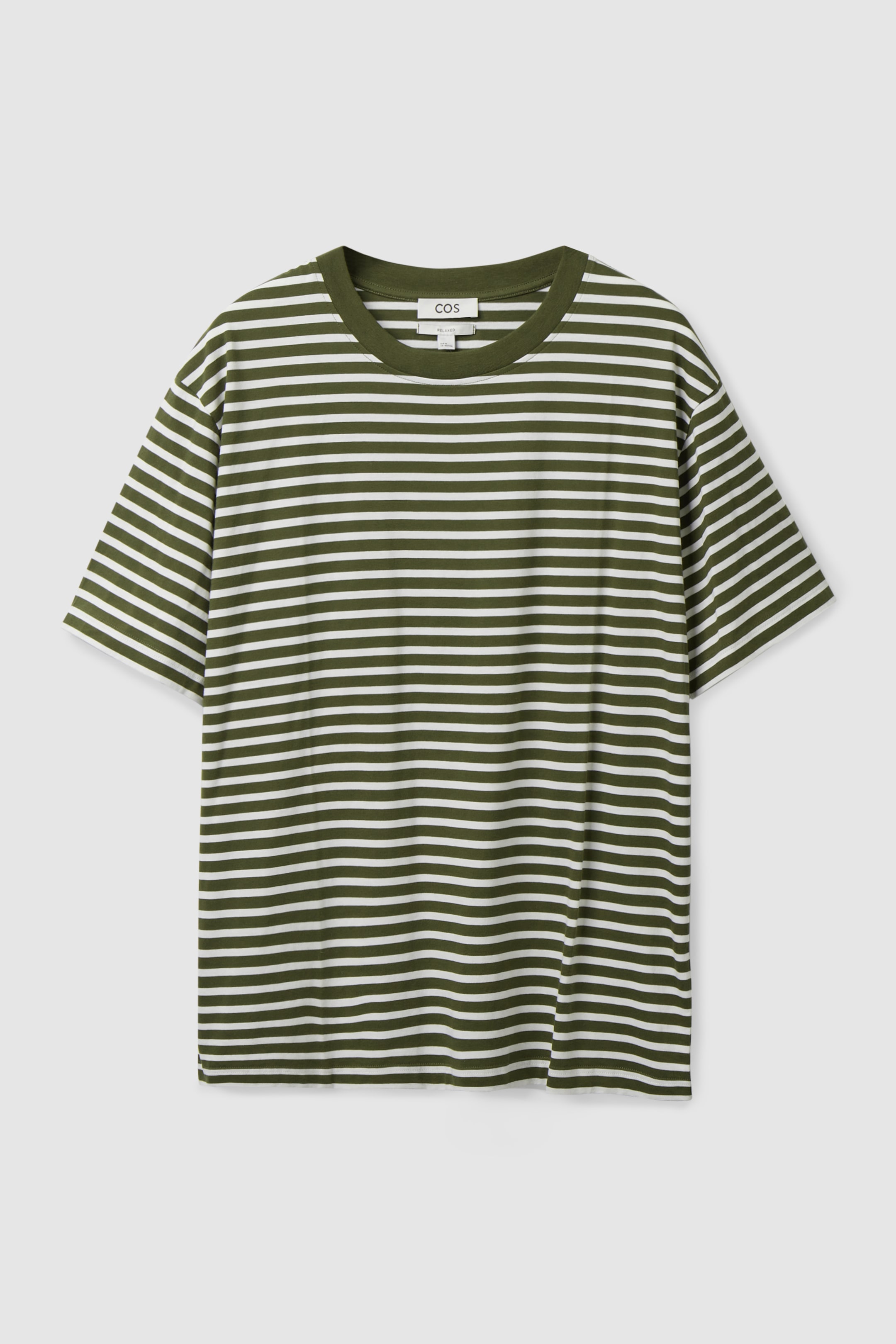 Front image of cos THE SUPER SLOUCH T-SHIRT in GREEN / WHITE