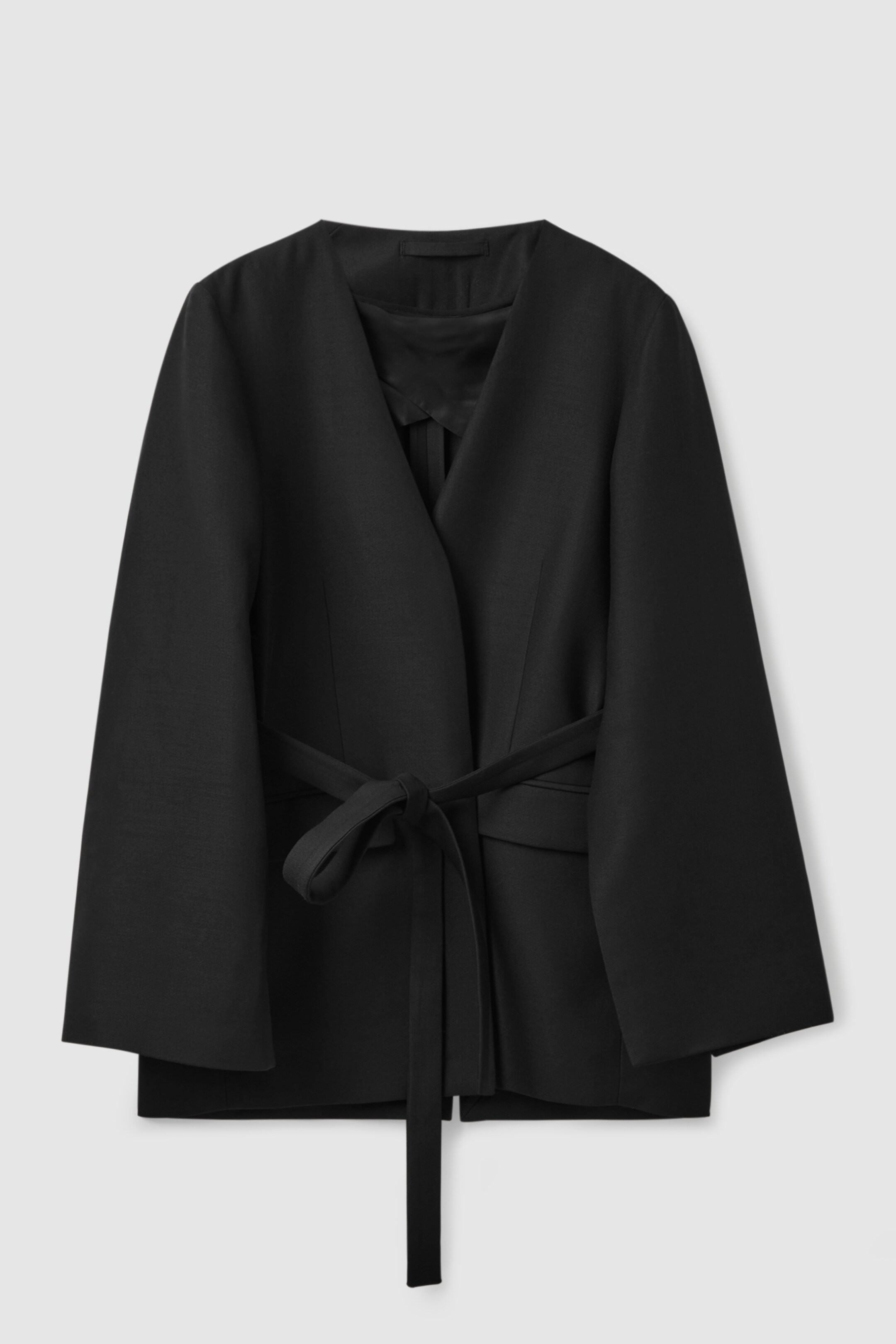 Front image of cos OVERSIZED-FIT COLLARLESS BLAZER in BLACK