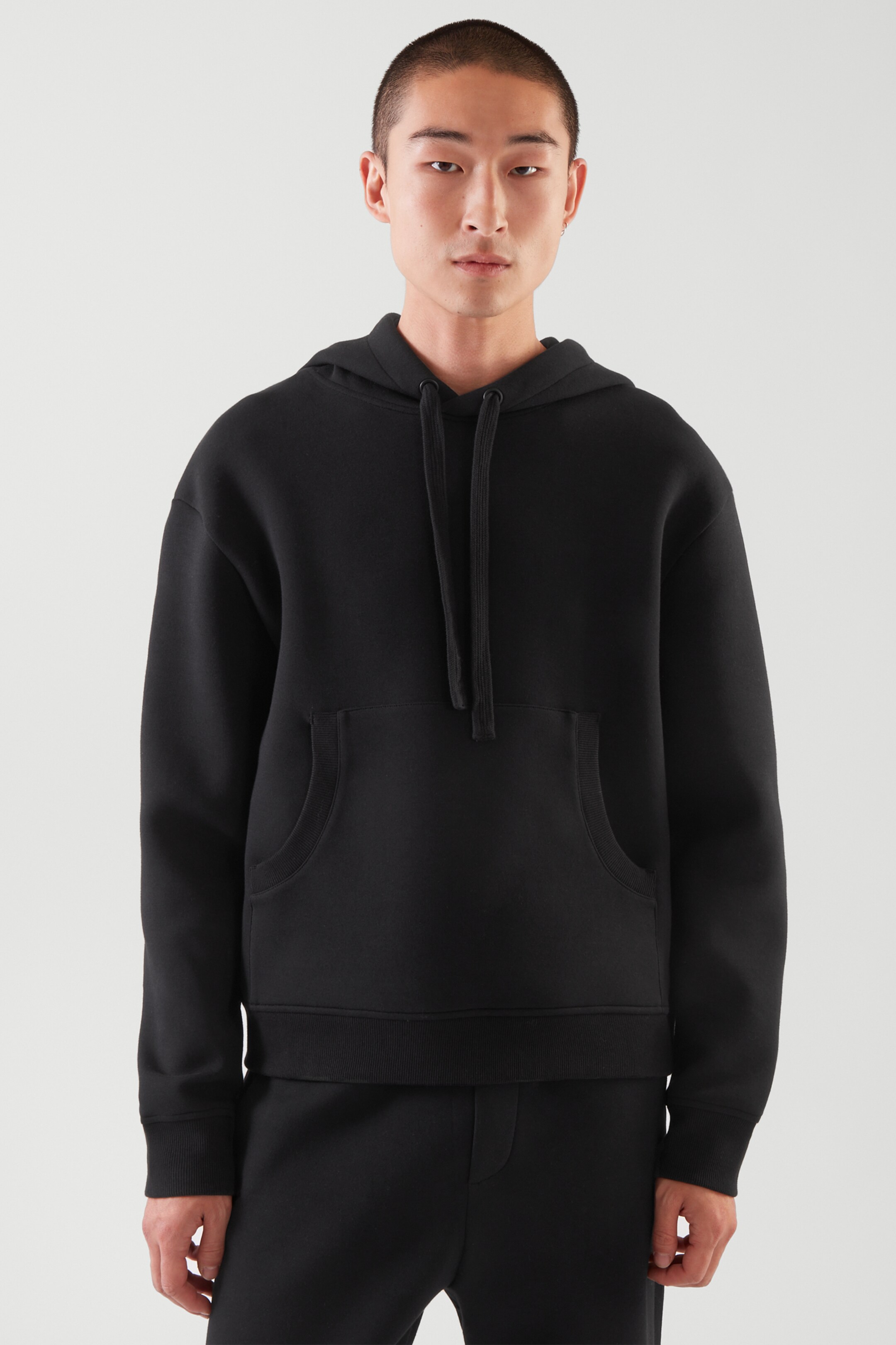 Top image of cos RELAXED-FIT SCUBA HOODIE in BLACK