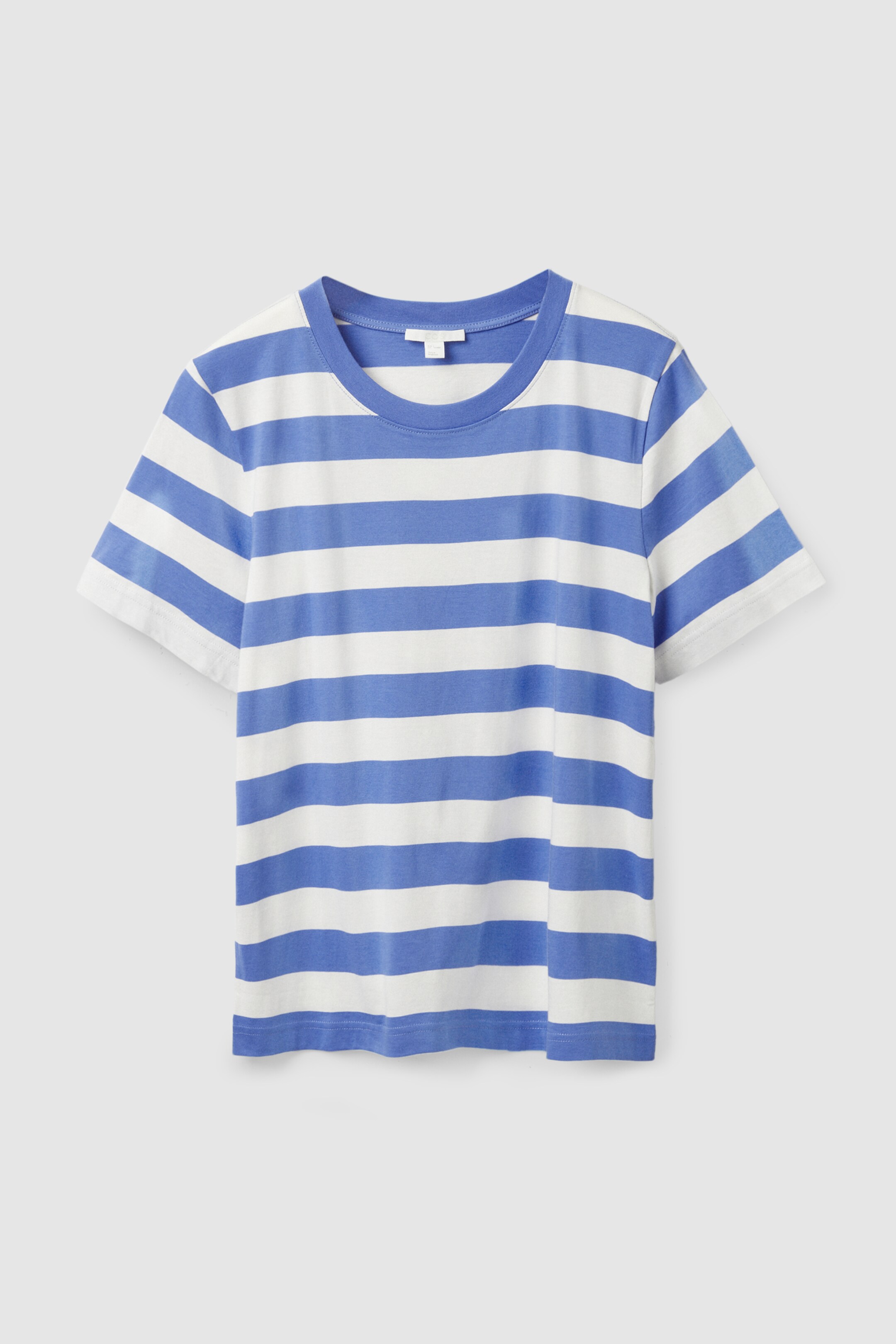 Front image of cos REGULAR FIT T-SHIRT in blue / white