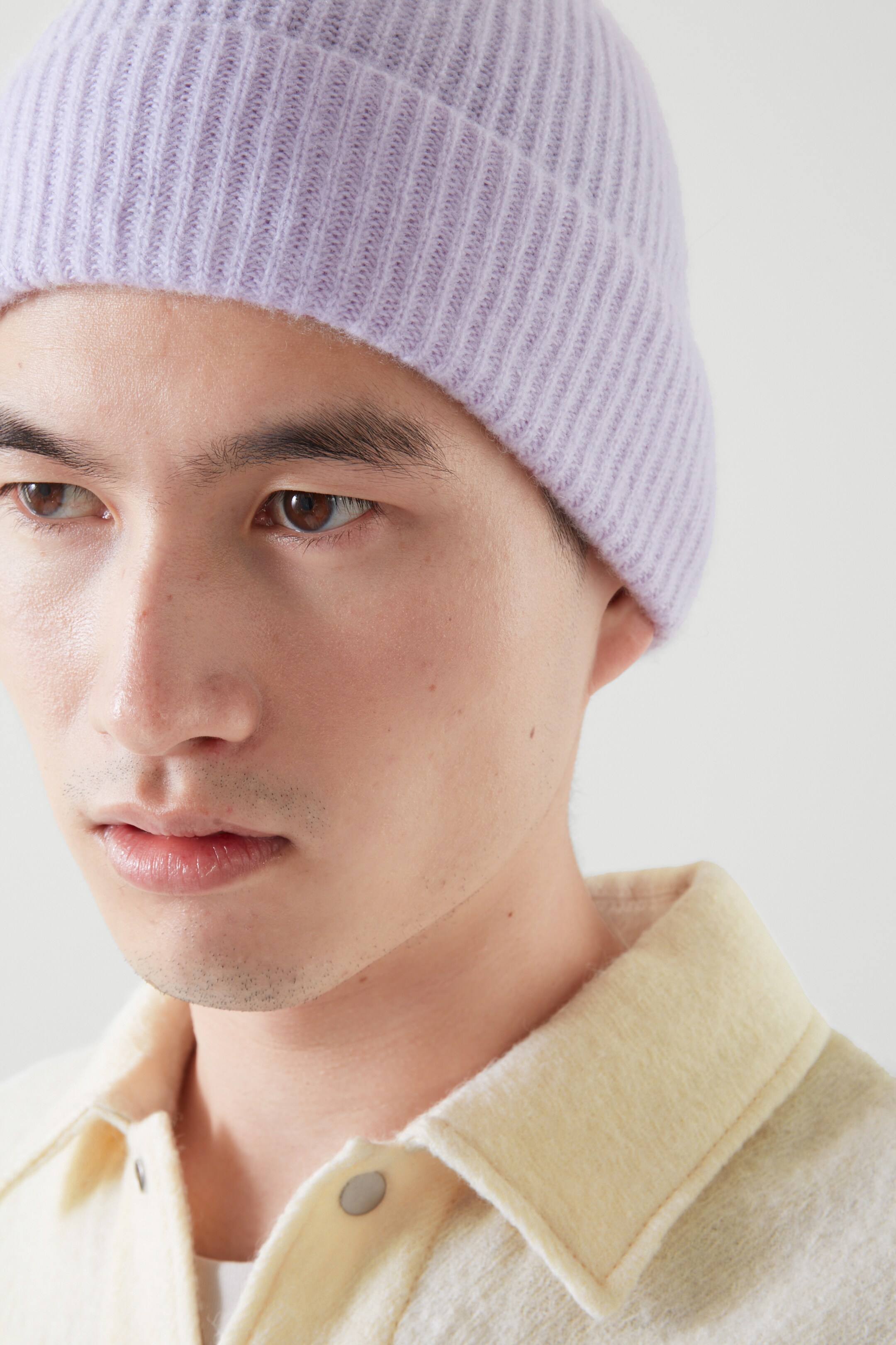 Oversized cashmere beanie - LILAC 