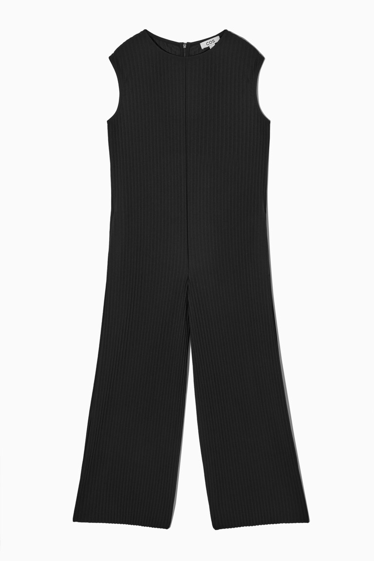 SLEEVELESS PLEATED WIDE-LEG JUMPSUIT