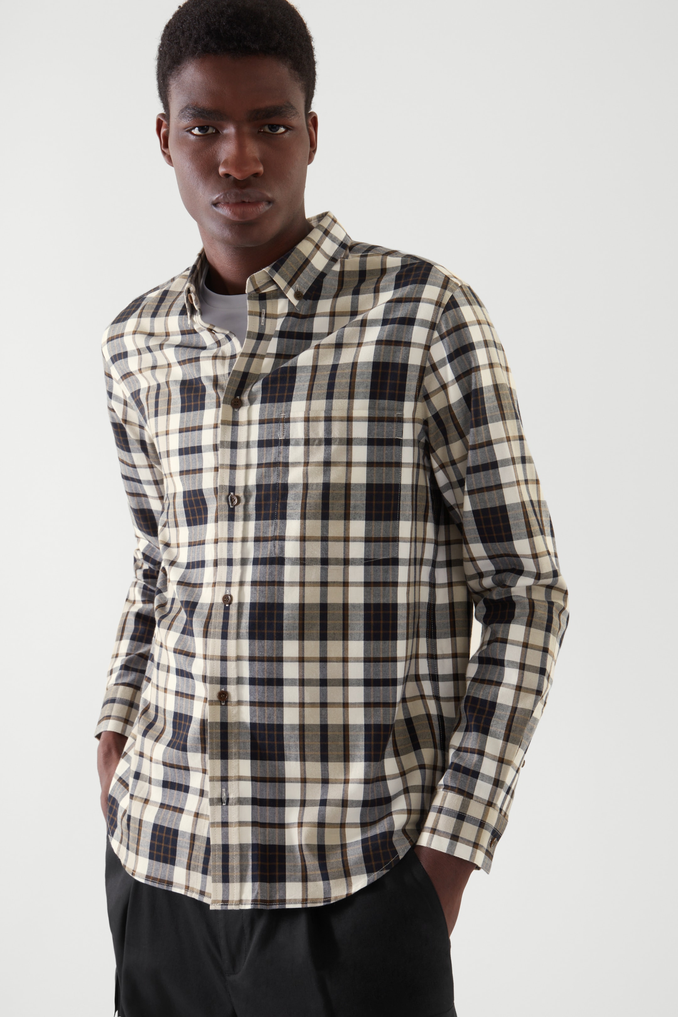 Front image of cos REGULAR-FIT FLANNEL SHIRT in MULTICOLOURED