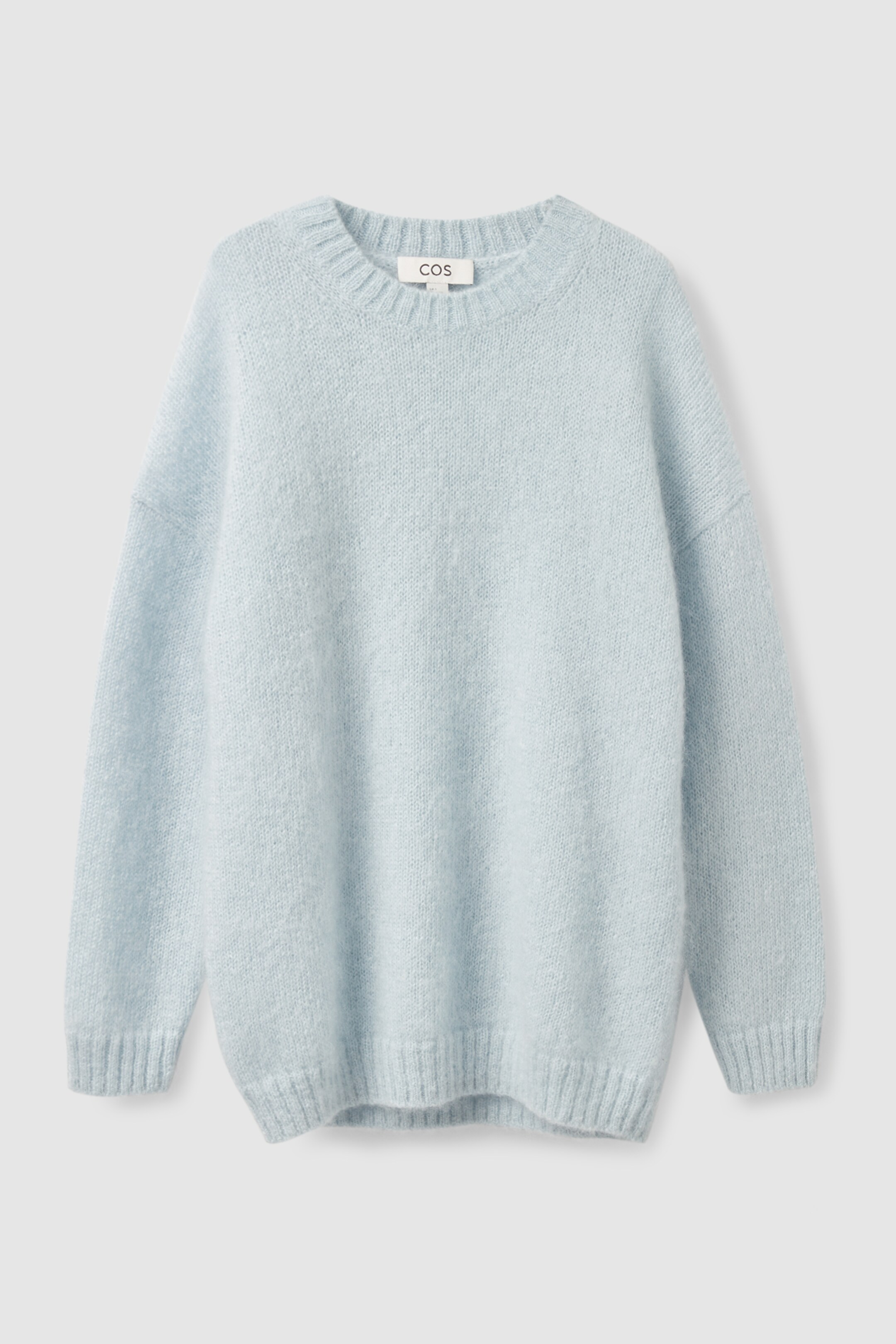 Front image of cos MOHAIR-BLEND OVERSIZED JUMPER in LIGHT BLUE