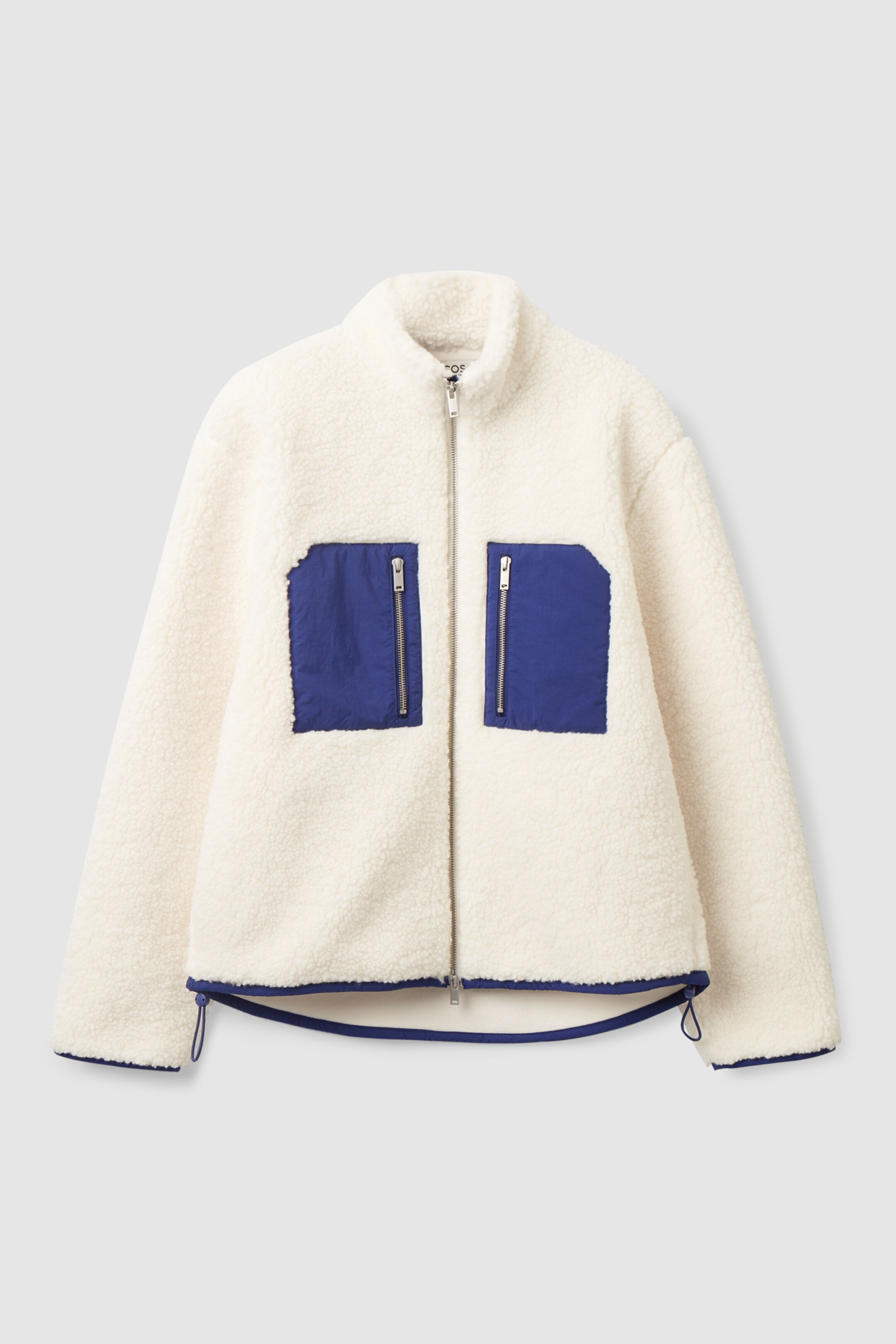 Front image of cos TEDDY PATCH-POCKET JACKET in OFF WHITE