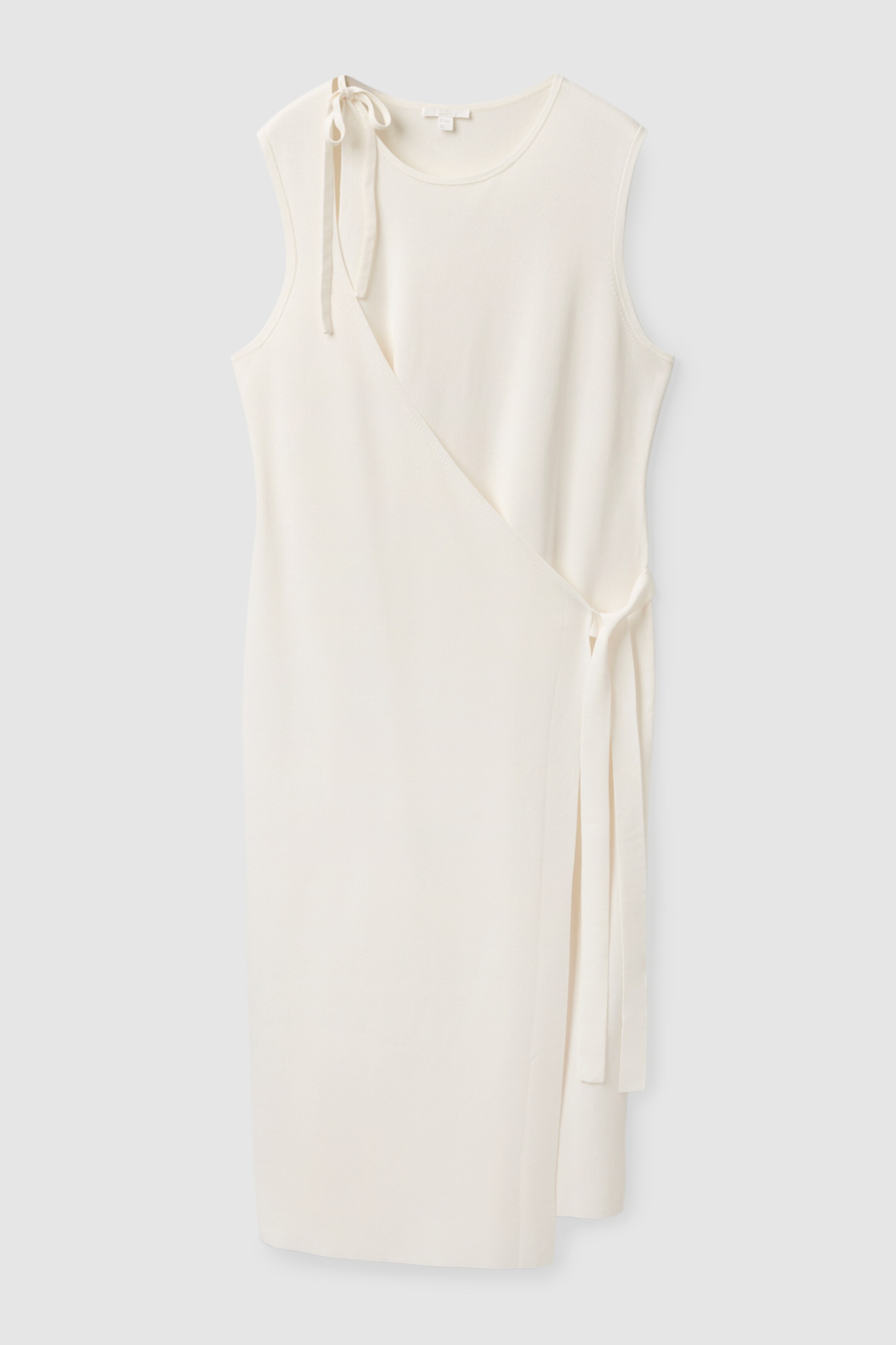 Front image of cos SLEEVELESS WRAP DRESS in off-white
