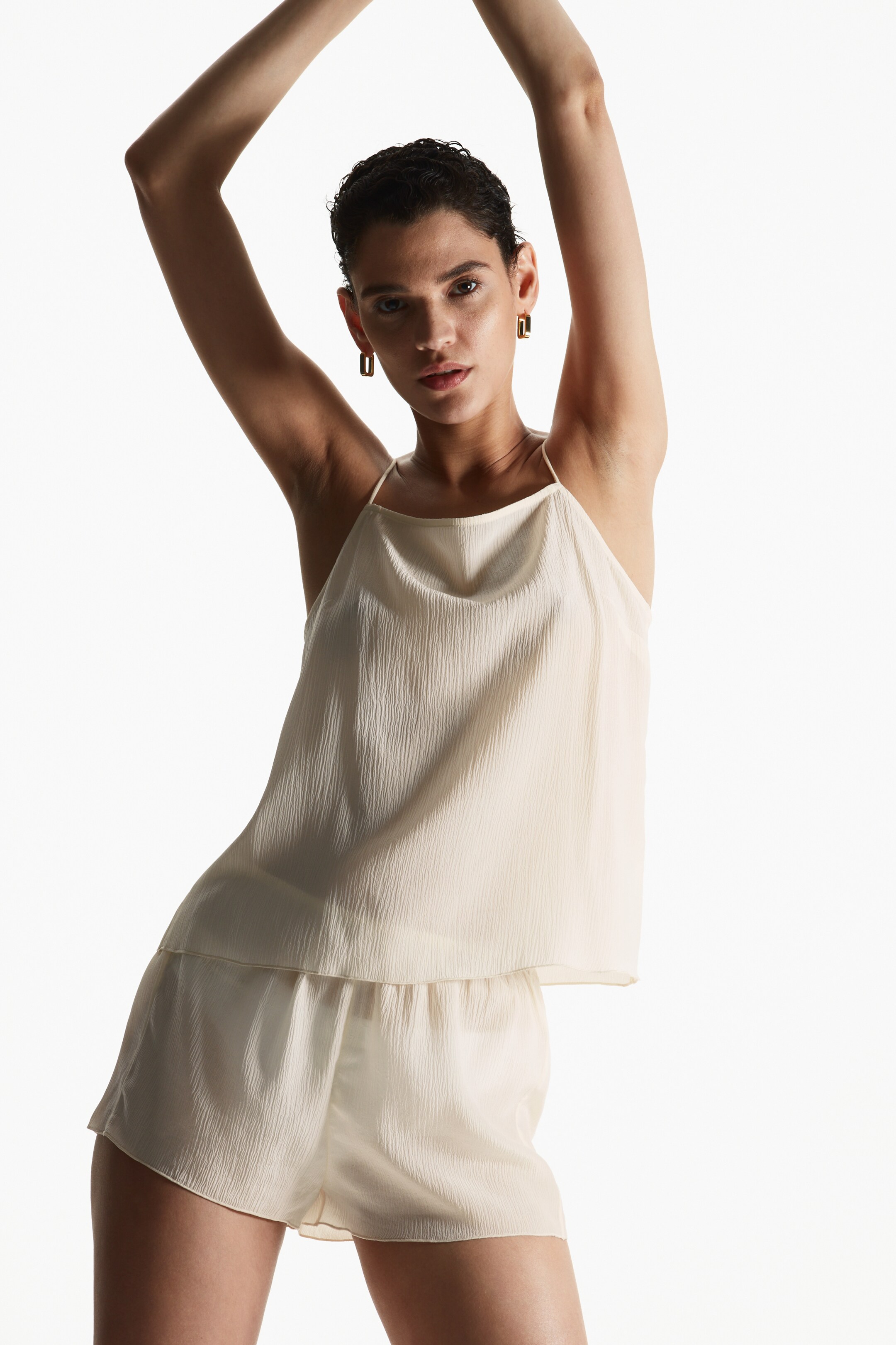 Top image of cos CRINKLED SILK CAMI TOP in WHITE