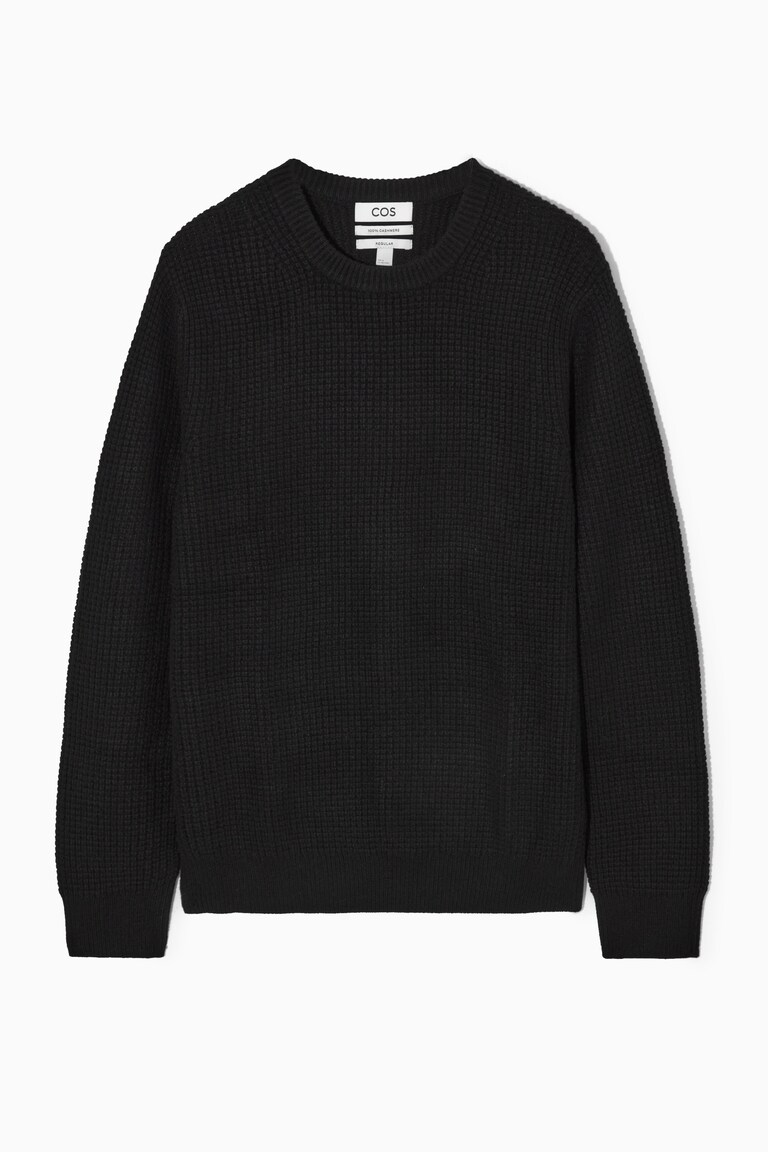 WAFFLE-KNIT PURE CASHMERE JUMPER