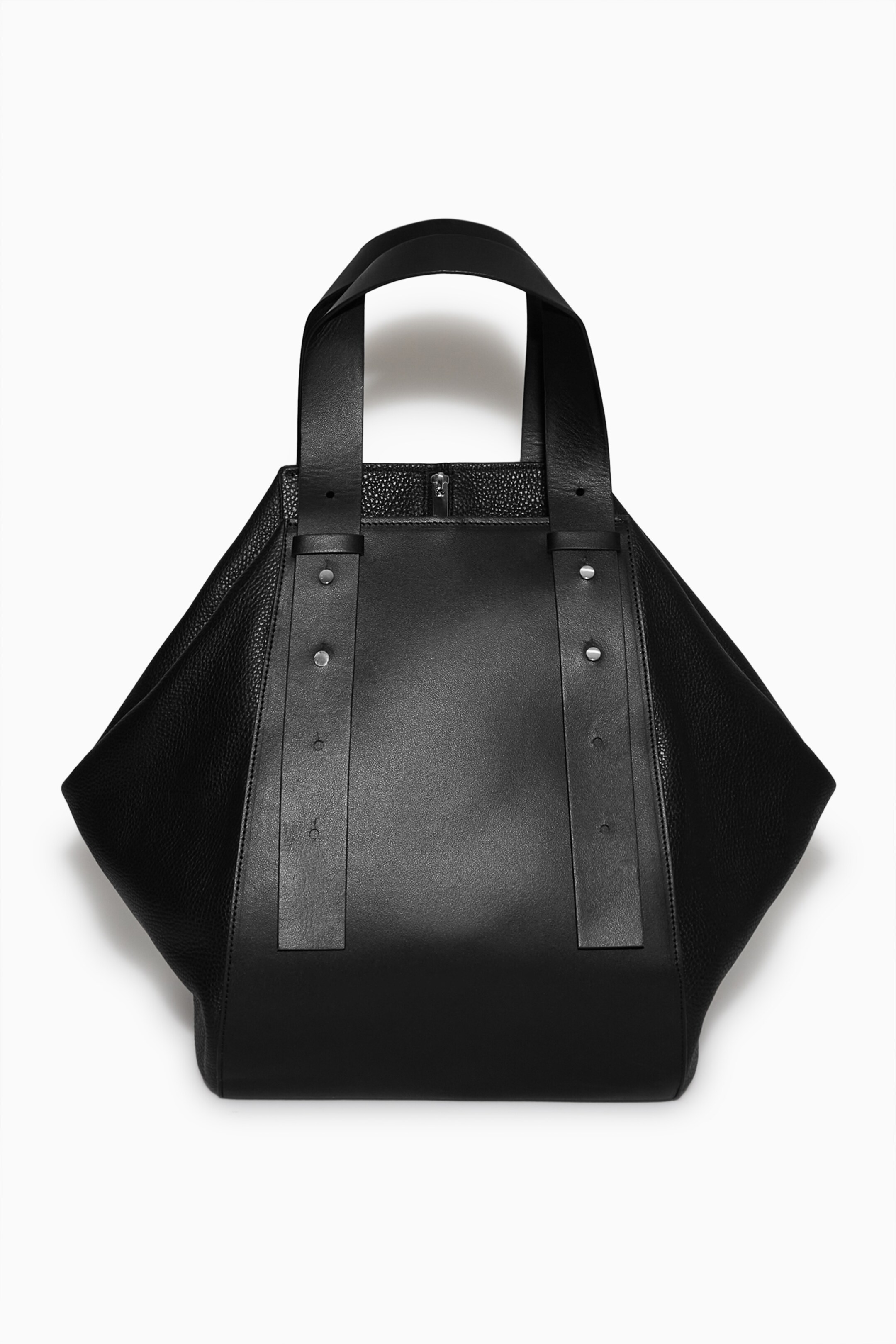 Large leather bowling bag - BLACK - women