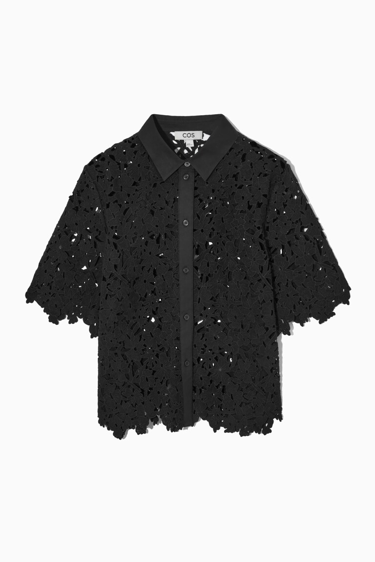 SHORT-SLEEVED BRODERIE ANGLAISE SHIRT