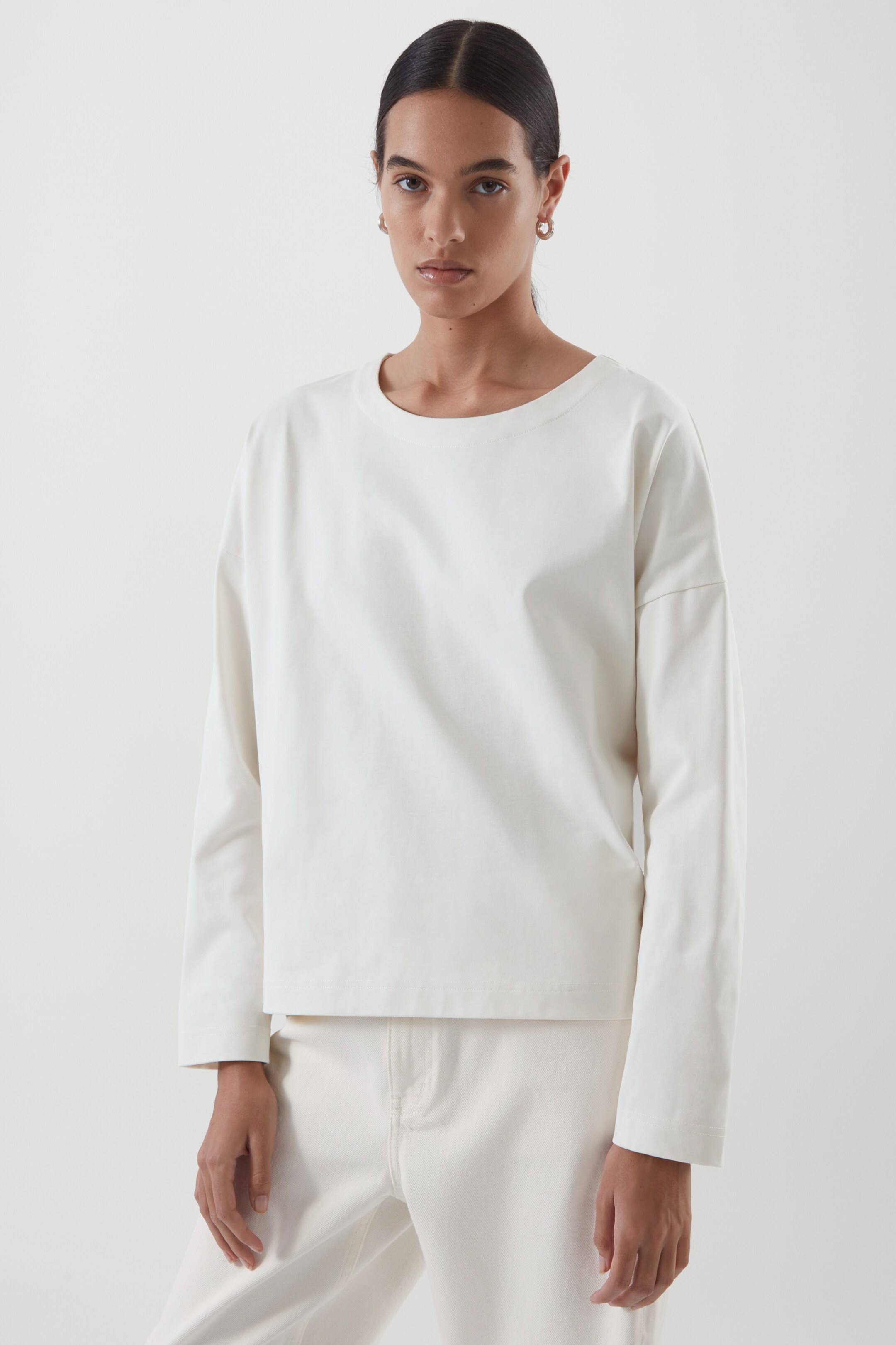 Front image of cos BOXY-FIT TOP in white