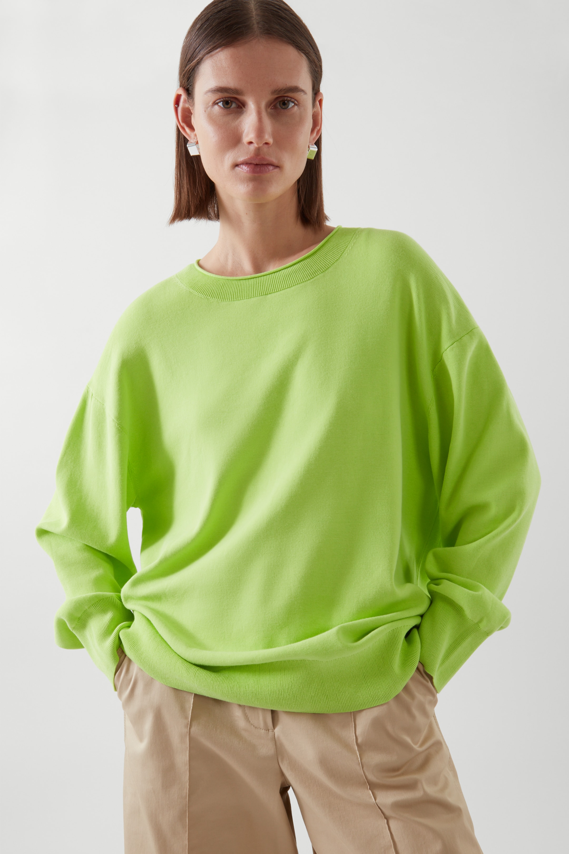 Front image of cos OVERSIZED JUMPER in BRIGHT GREEN