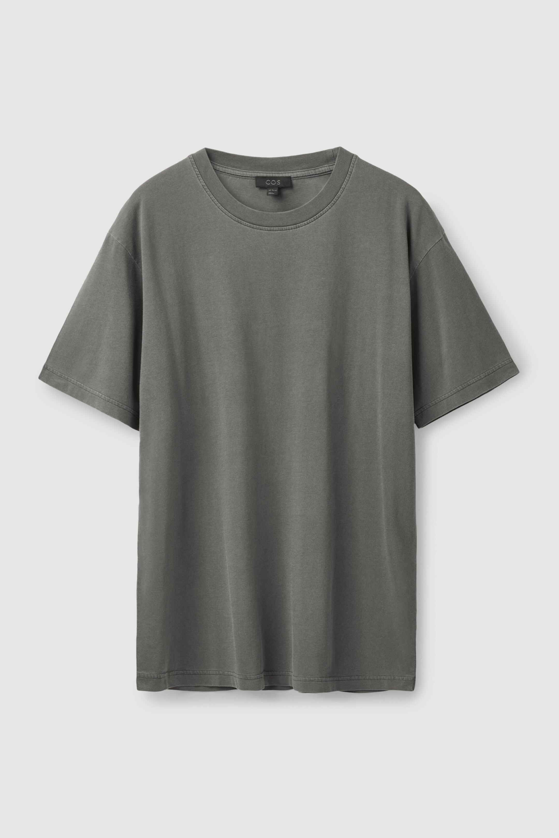 Front image of cos RELAXED-FIT MID-WEIGHT T-SHIRT in DARK GREY