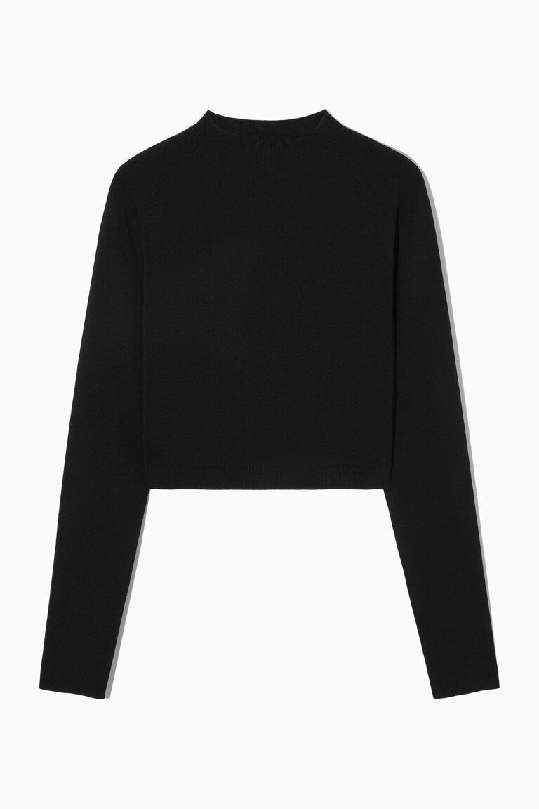 CROPPED KNITTED MOCK-NECK TOP
