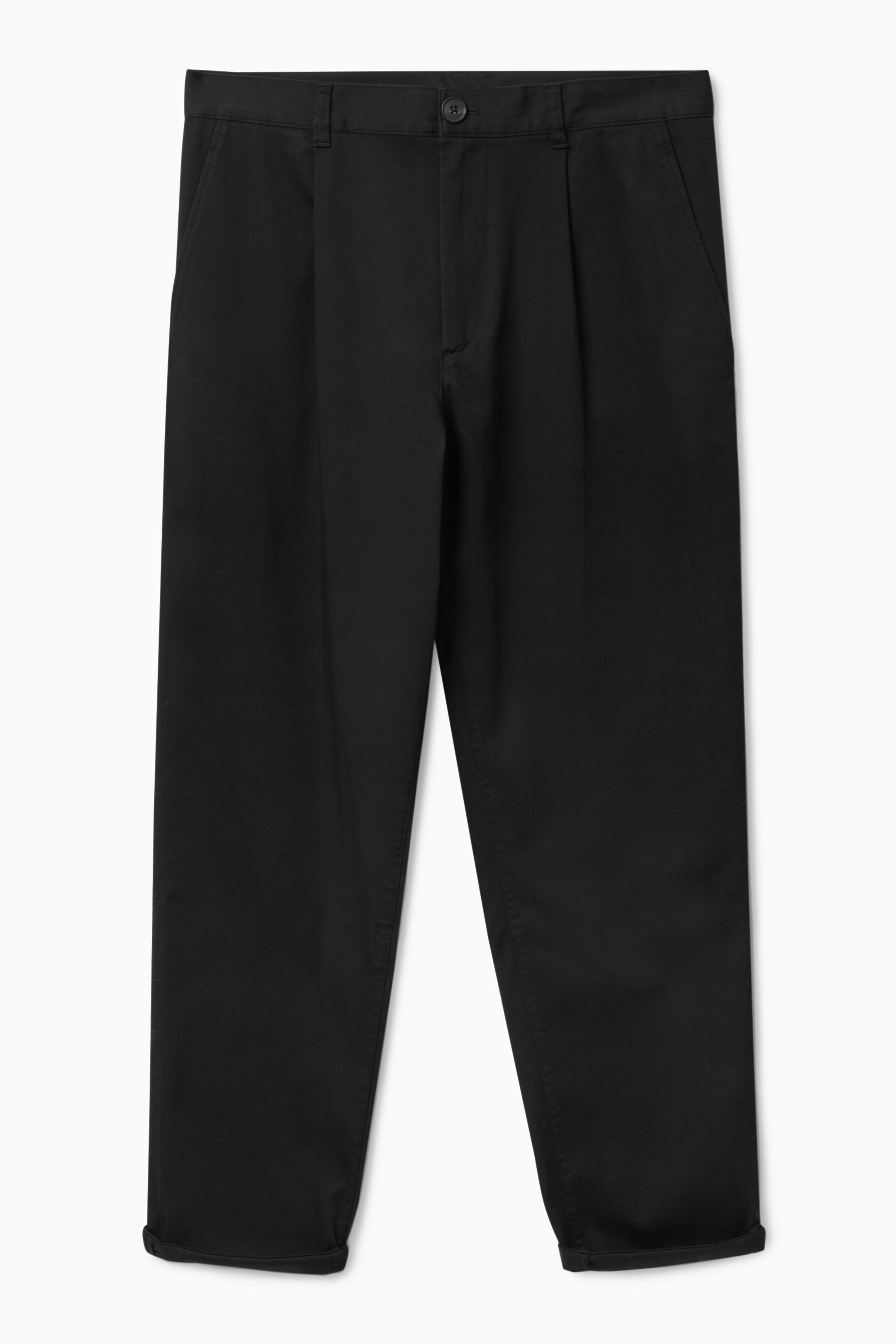 Front image of cos REGULAR-FIT TAPERED CHINOS in BLACK