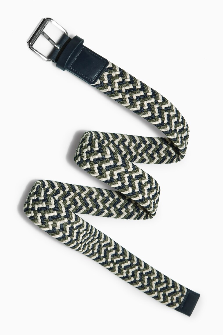 LEATHER-TRIMMED WOVEN BELT