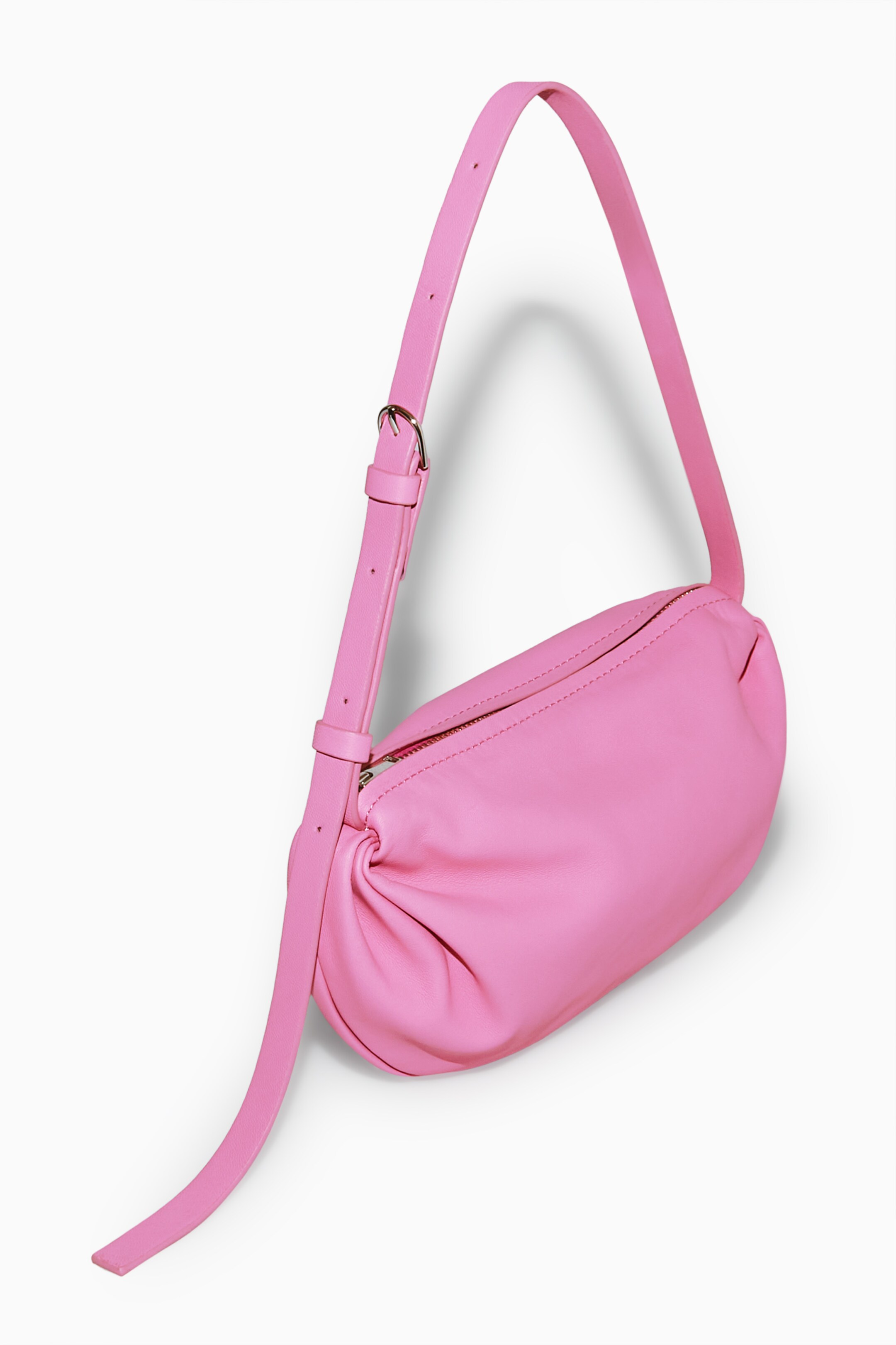 Gathered leather shoulder bag - PINK - product.gathered-leather 