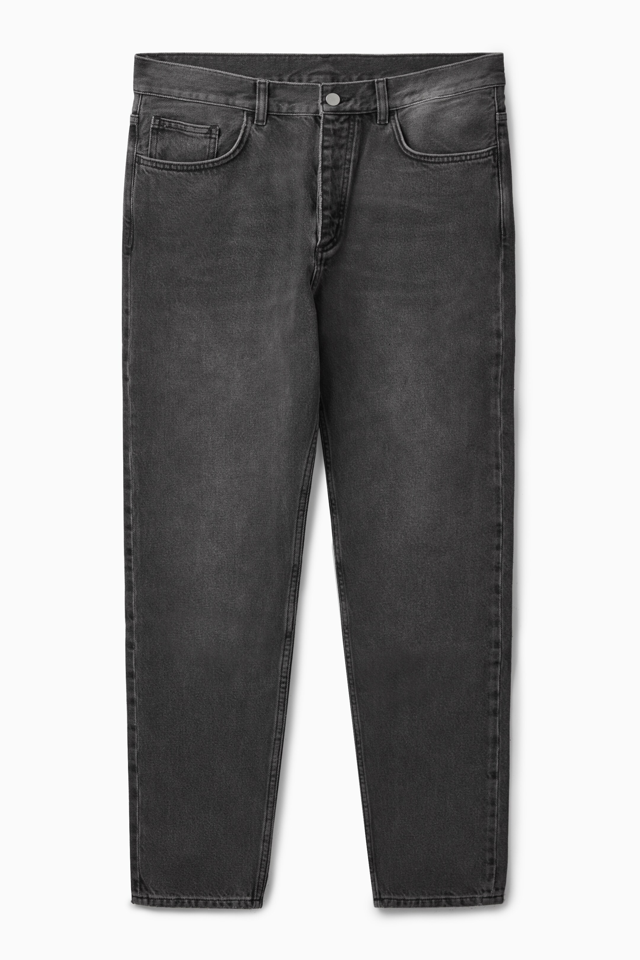 Front image of cos REGULAR-FIT TAPERED-LEG JEANS in WASHED BLACK