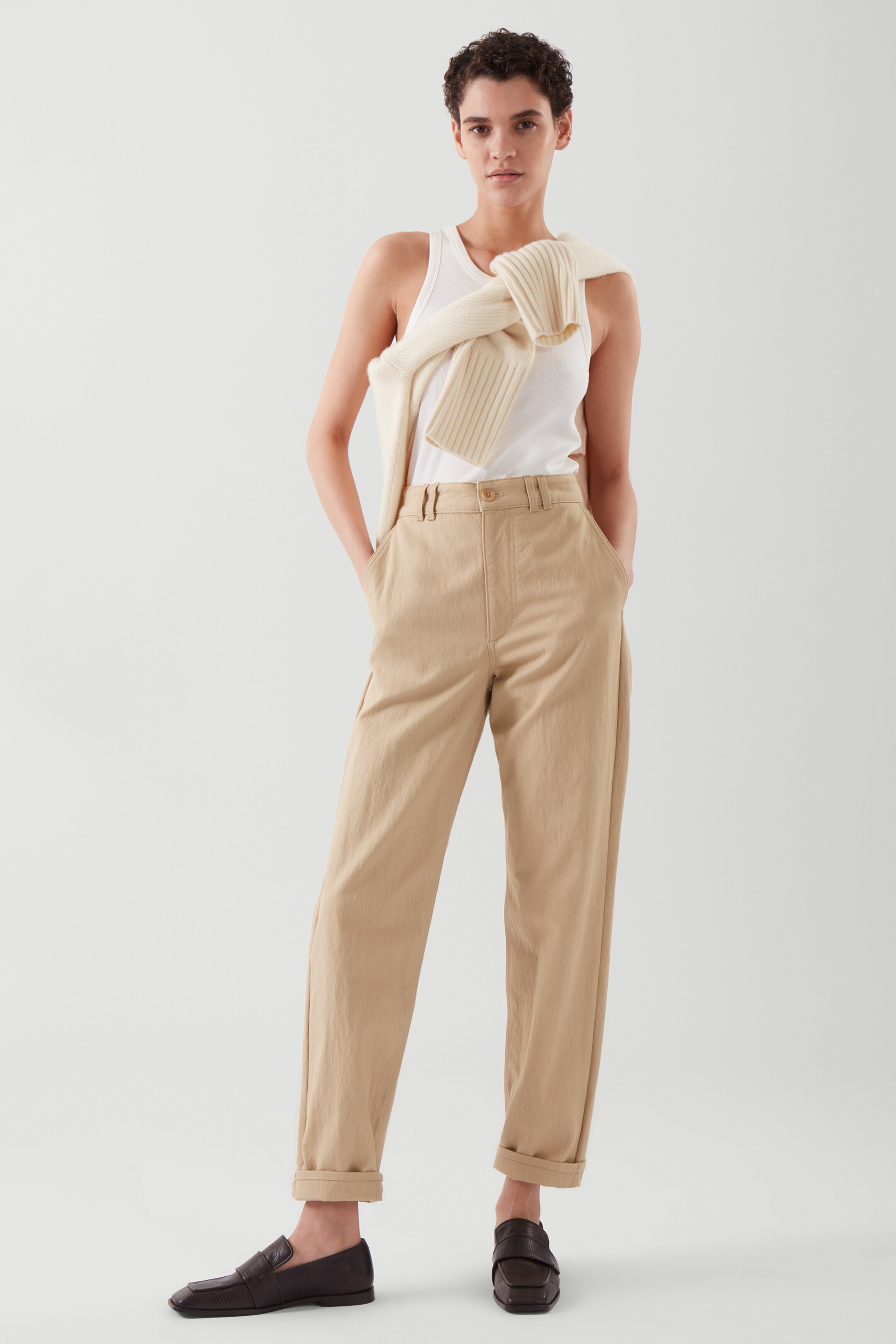 Front image of cos REGULAR-FIT CHINOS in BEIGE