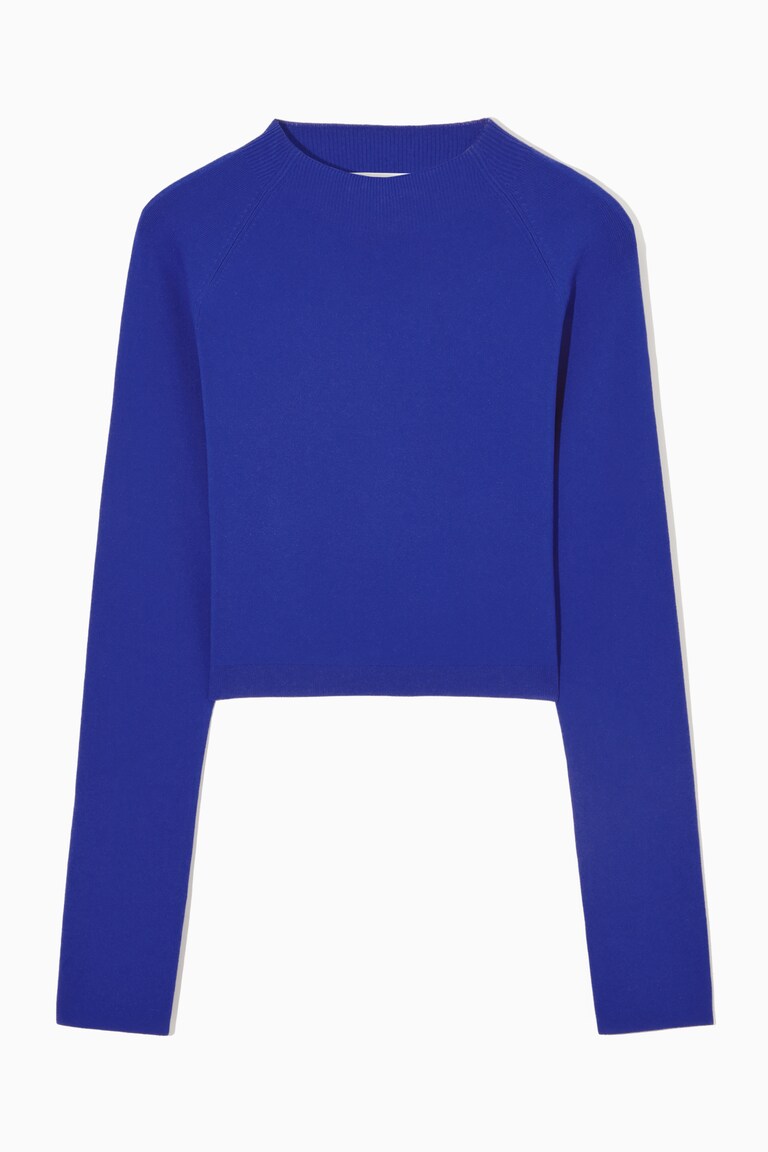 CROPPED KNITTED MOCK-NECK TOP