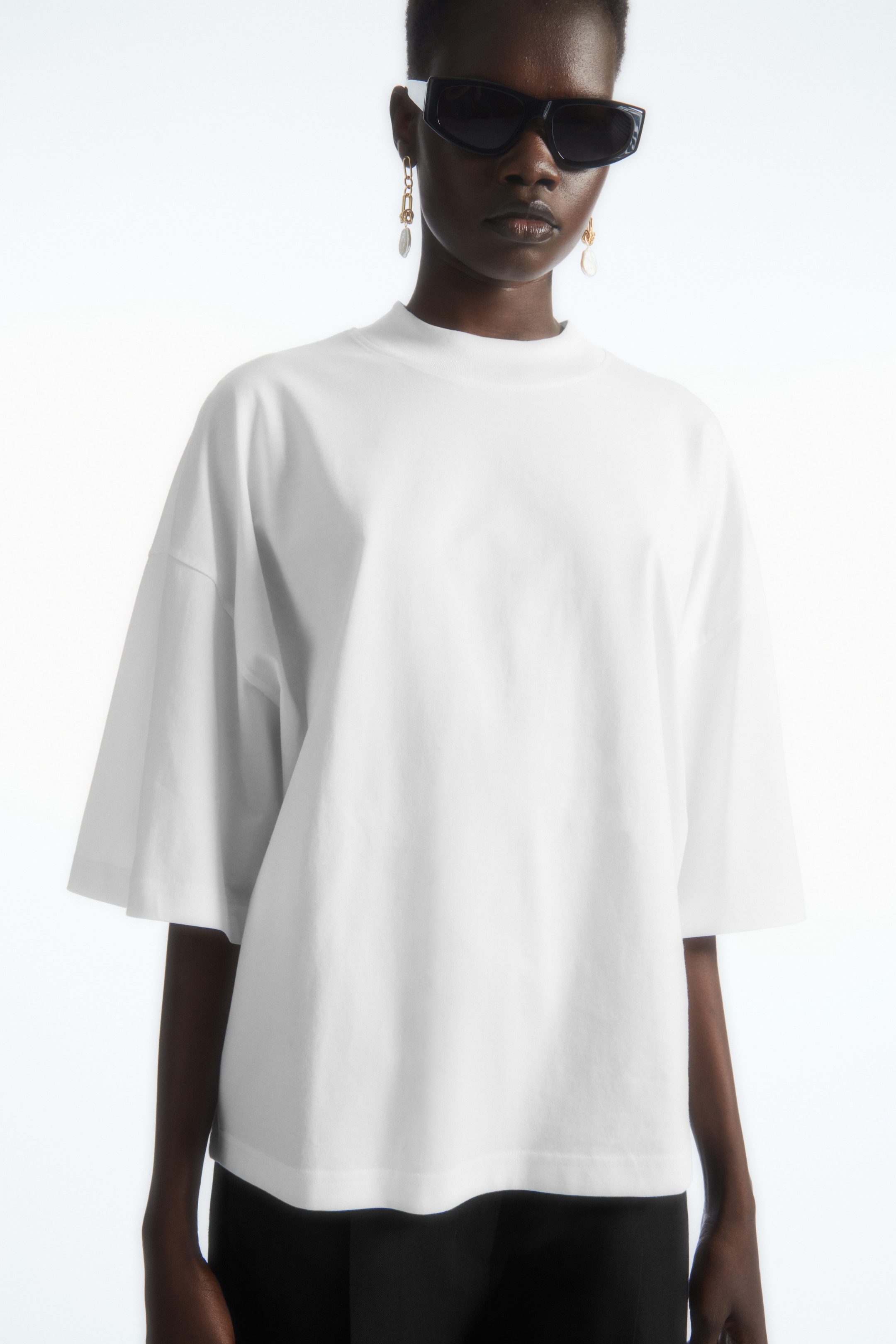 Front image of cos THE FULL VOLUME T-SHIRT in WHITE