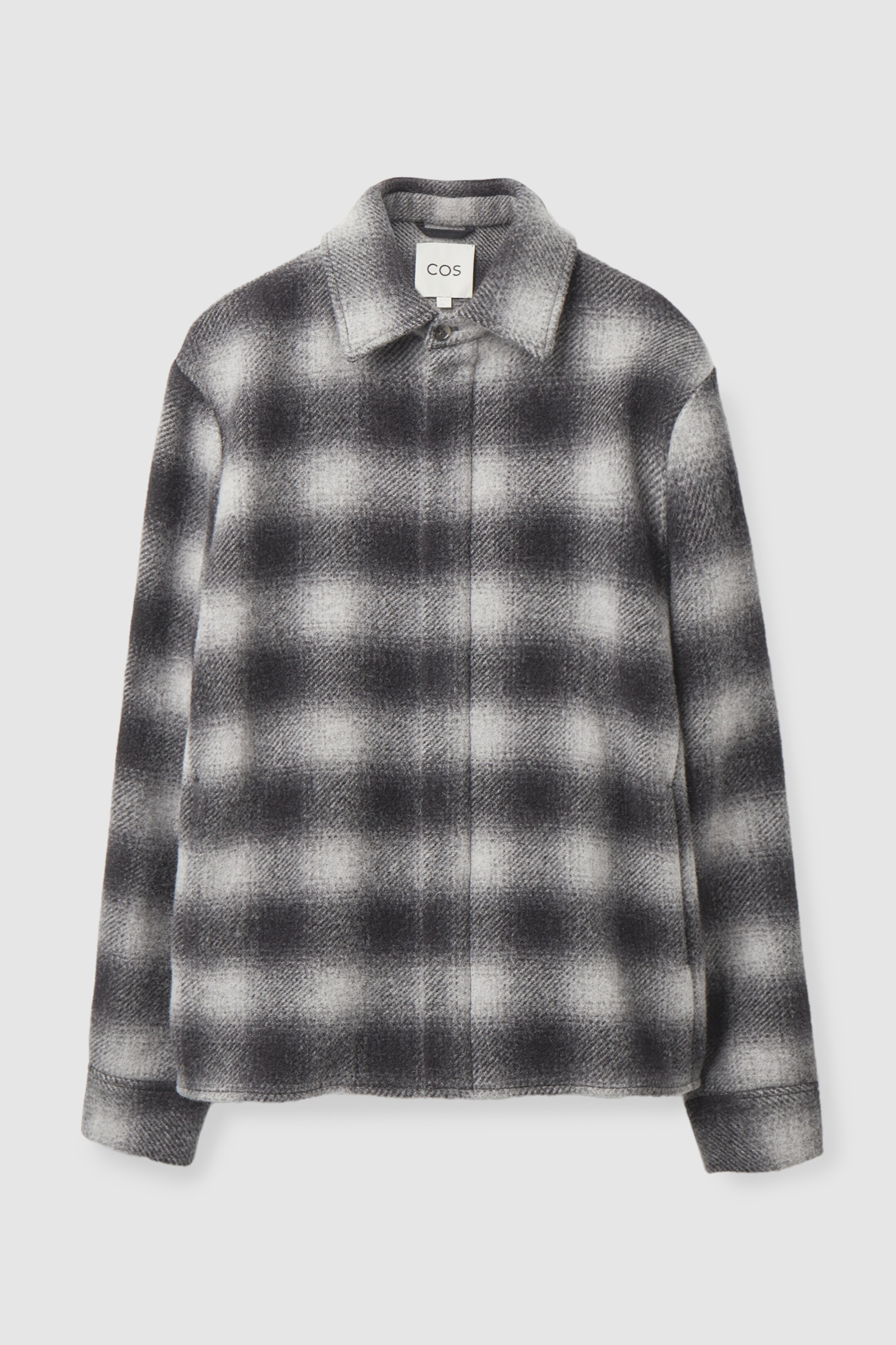 Front image of cos CHECKED WOOL OVERSHIRT in BLACK