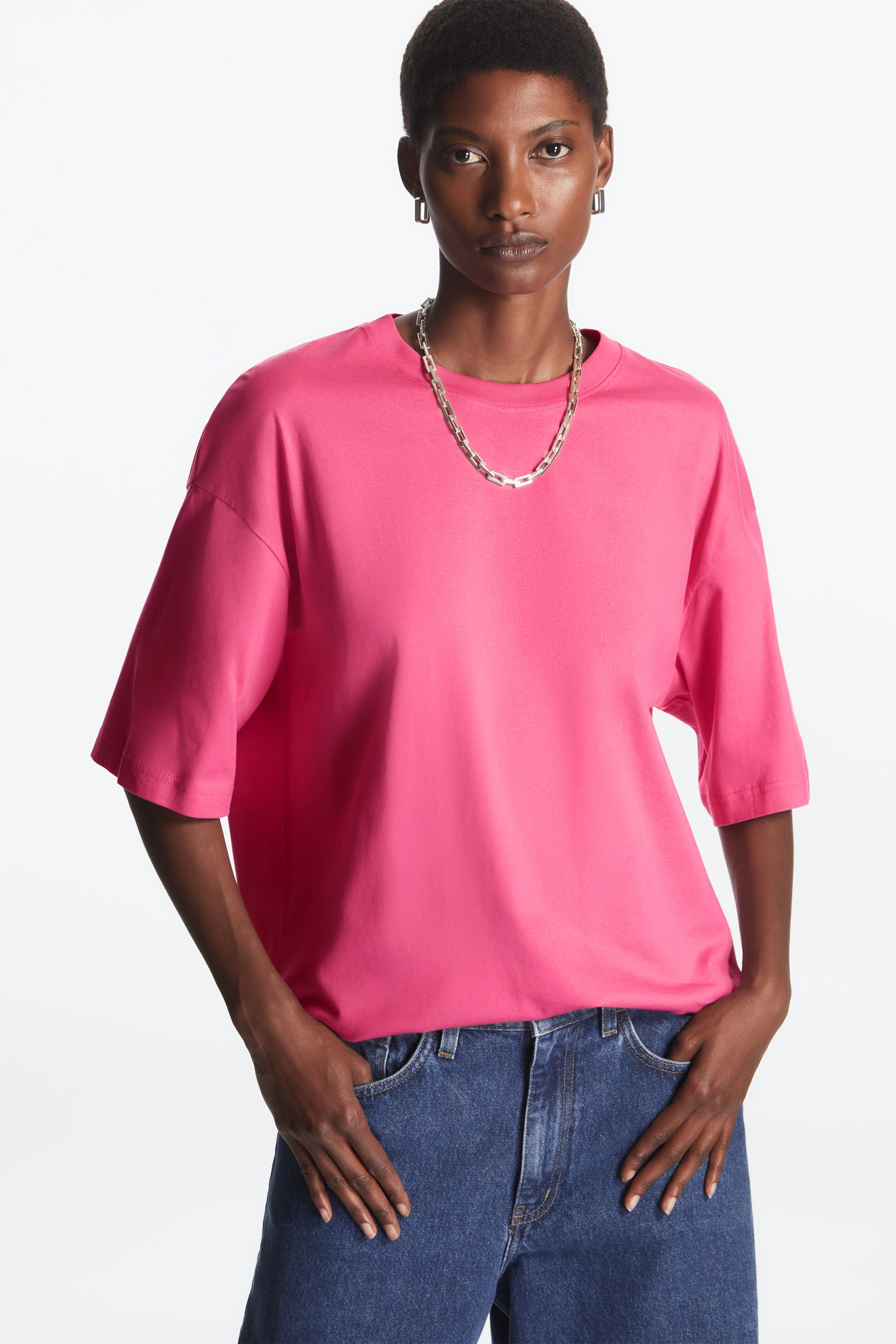 Top image of cos OVERSIZED T-SHIRT in PINK