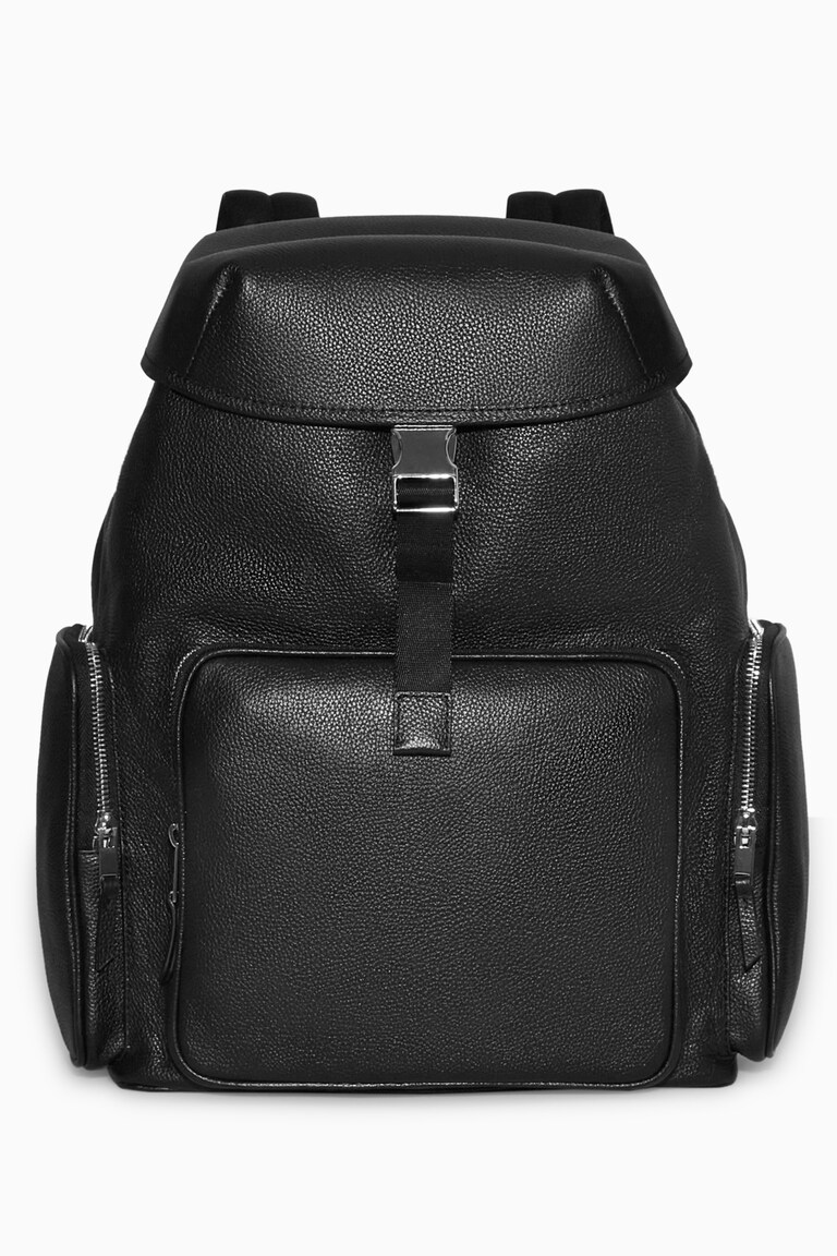 BUCKLED LEATHER BACKPACK