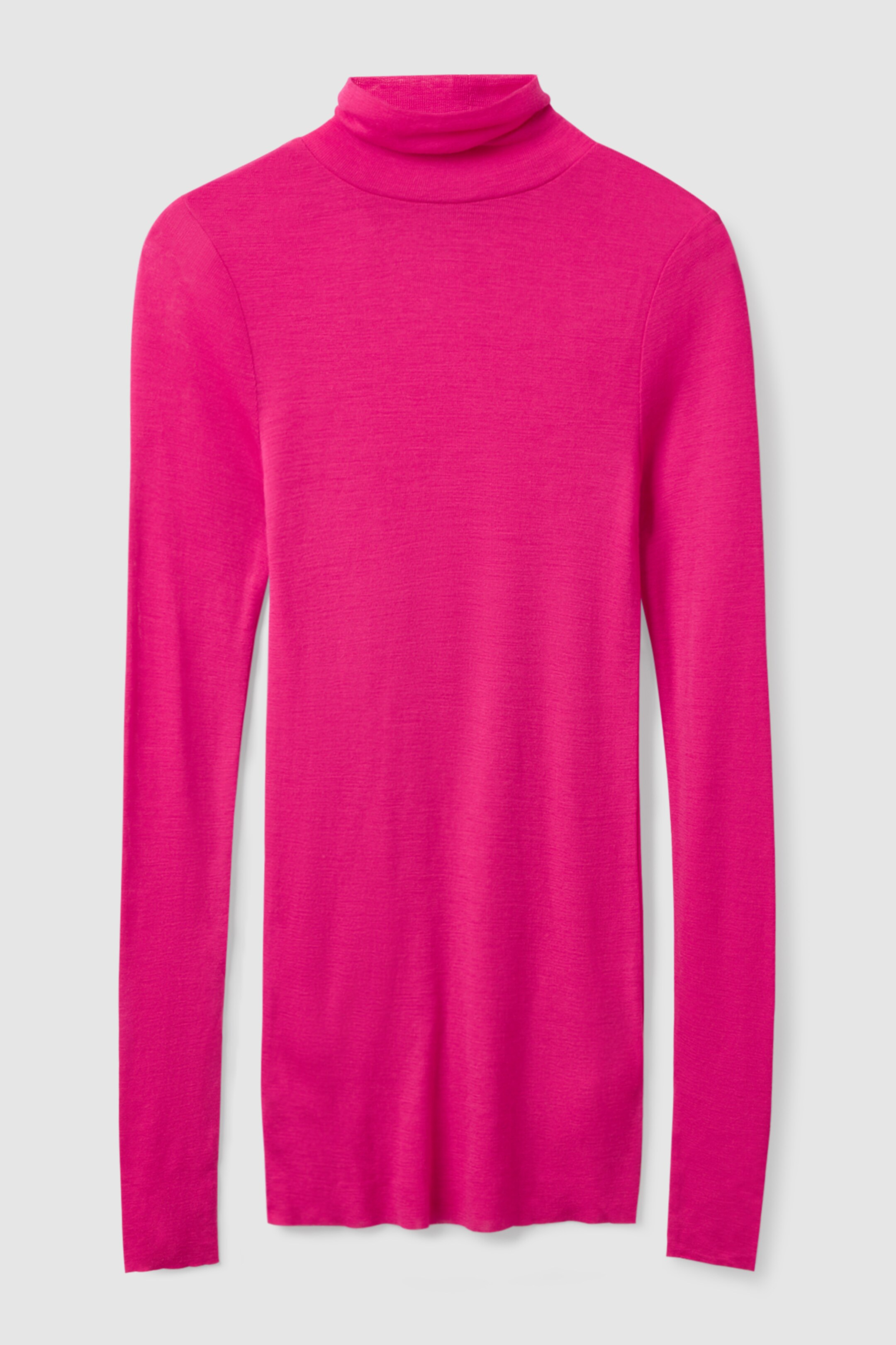 Front image of cos MERINO WOOL TURTLENECK TOP  in BRIGHT PINK