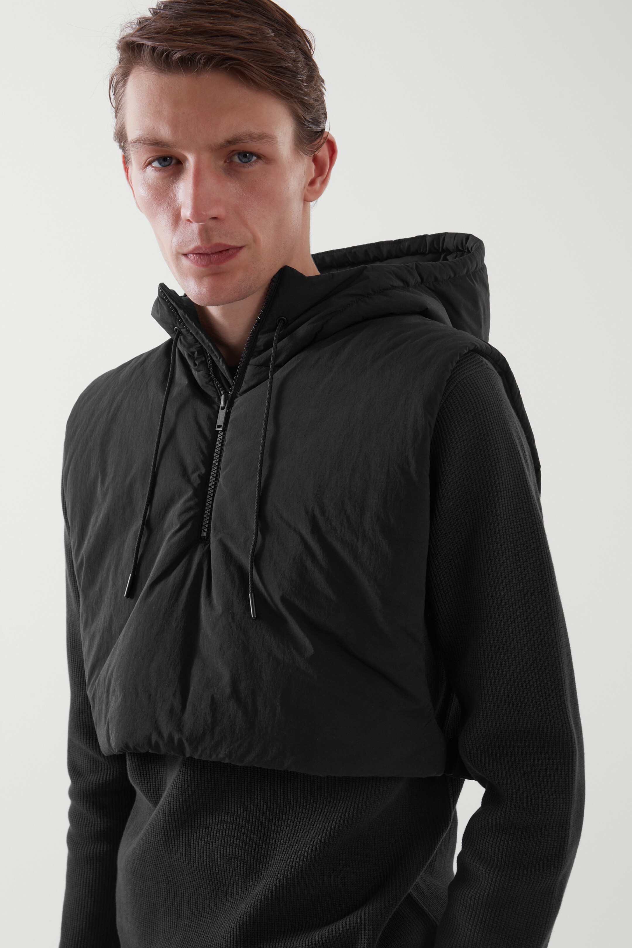 Front image of cos PADDED CROPPED VEST in BLACK