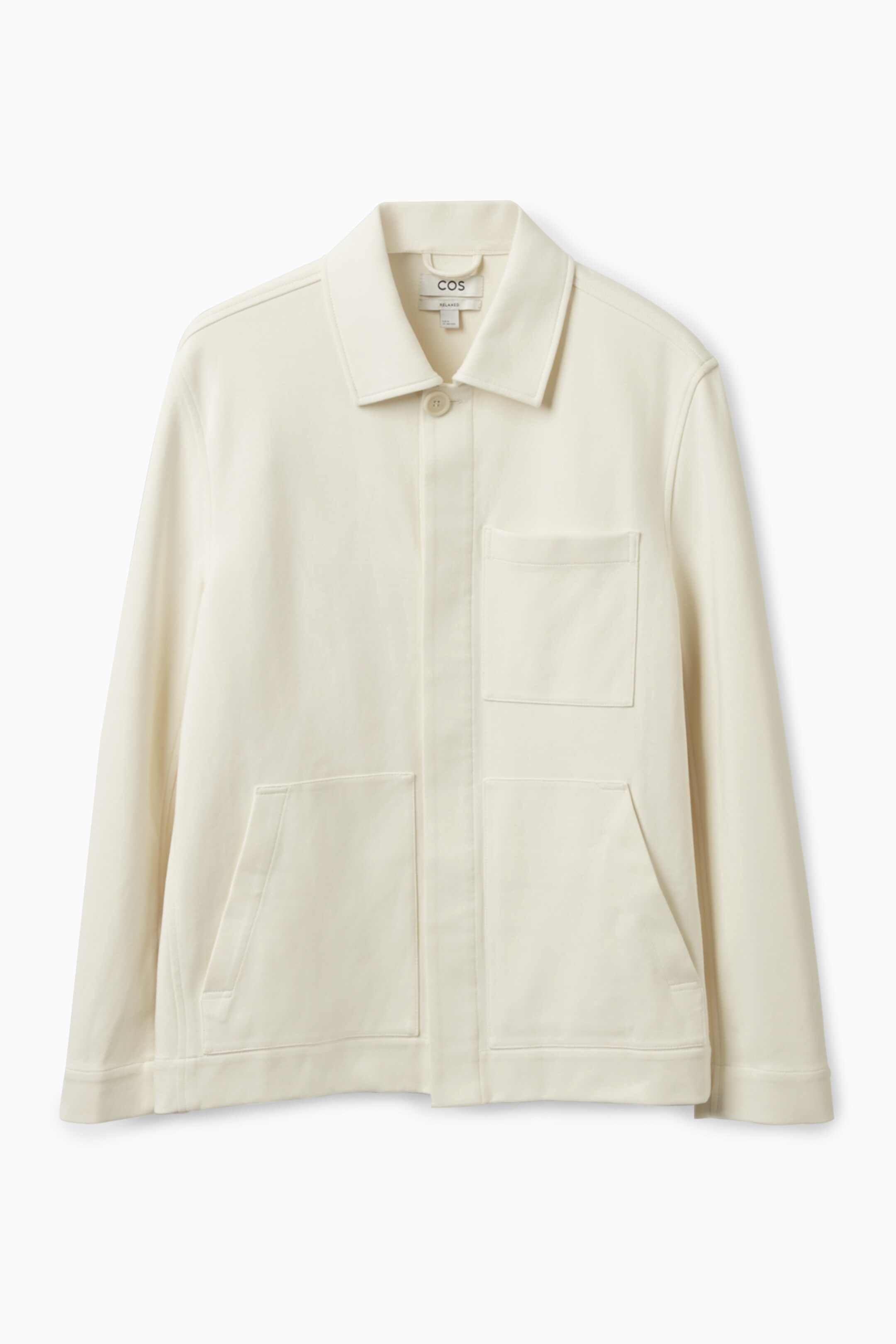 Front image of cos MINIMAL JERSEY JACKET in CREAM